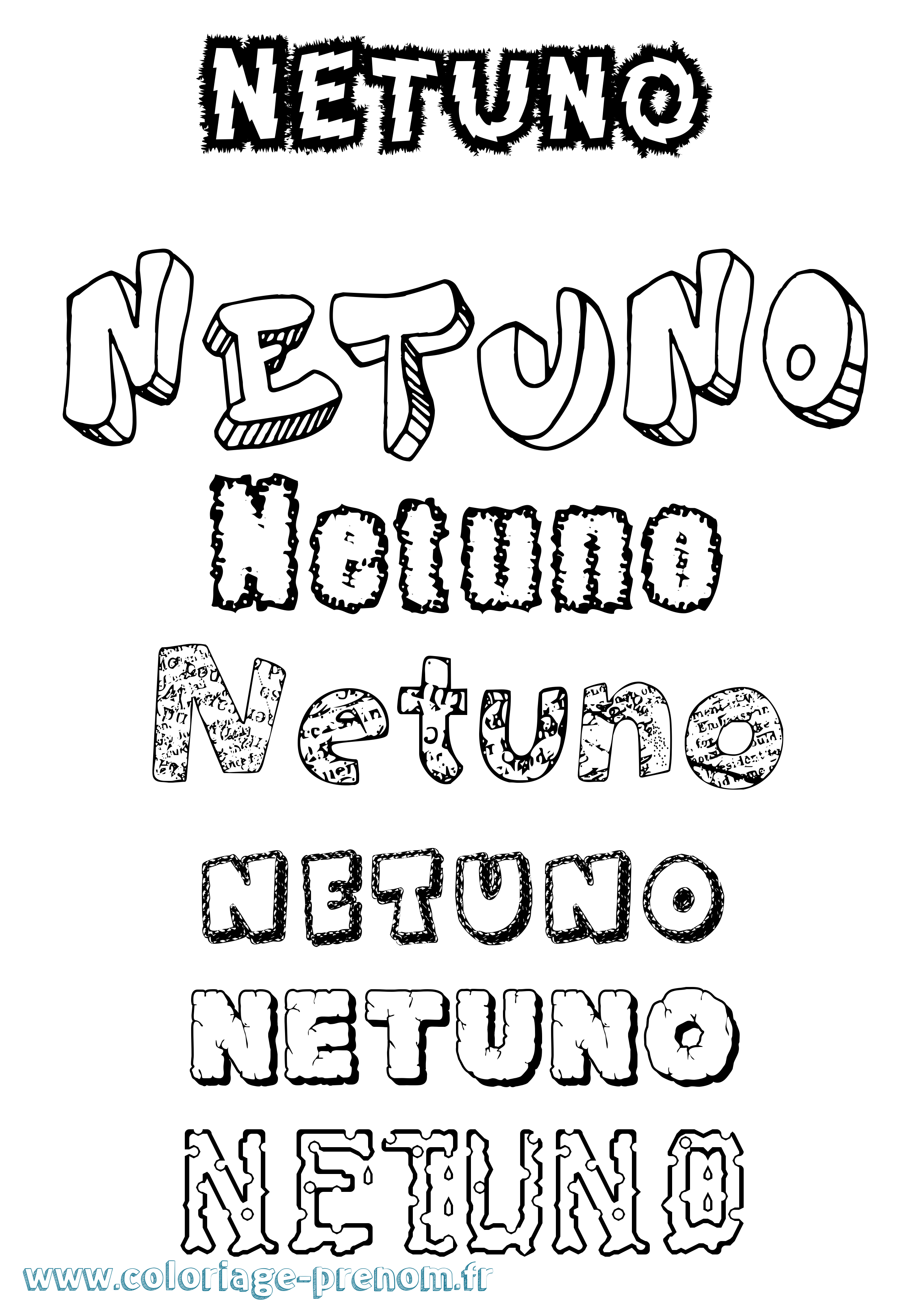 Coloriage prénom Netuno Destructuré