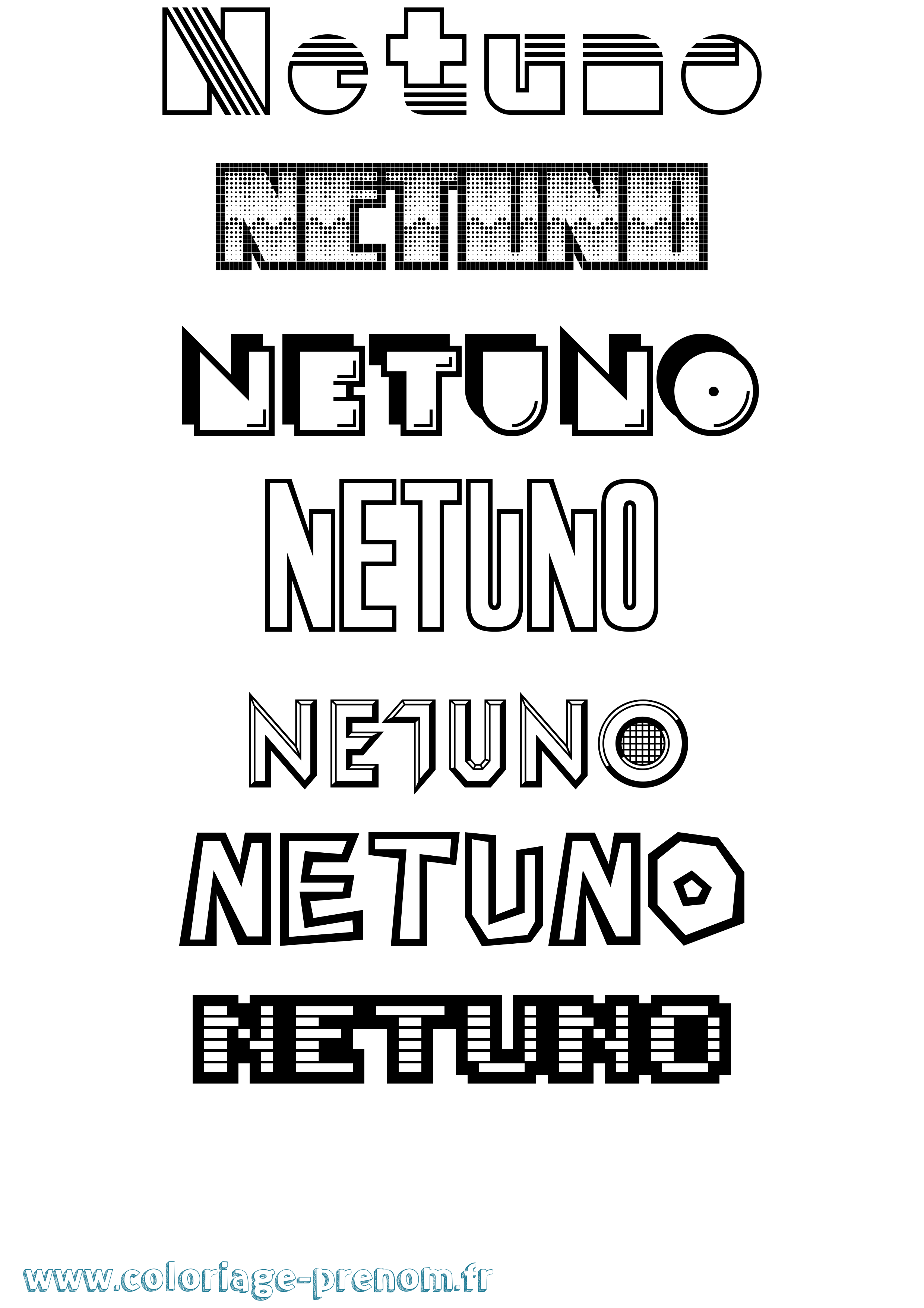 Coloriage prénom Netuno Jeux Vidéos