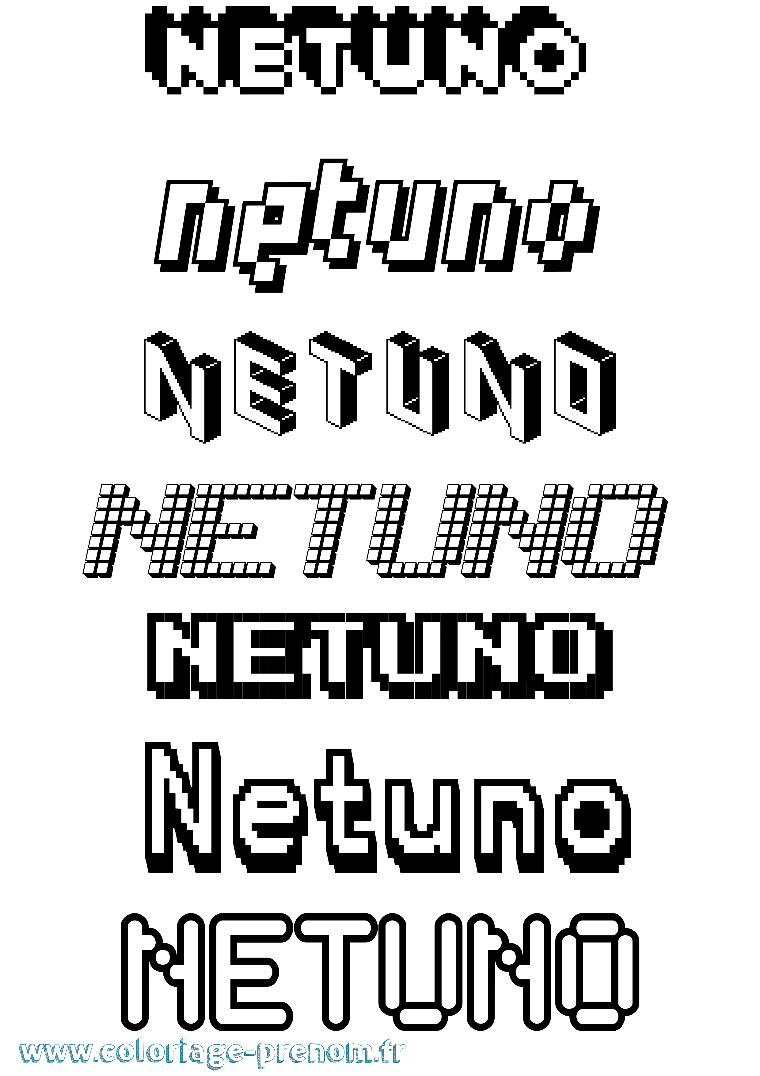 Coloriage prénom Netuno Pixel