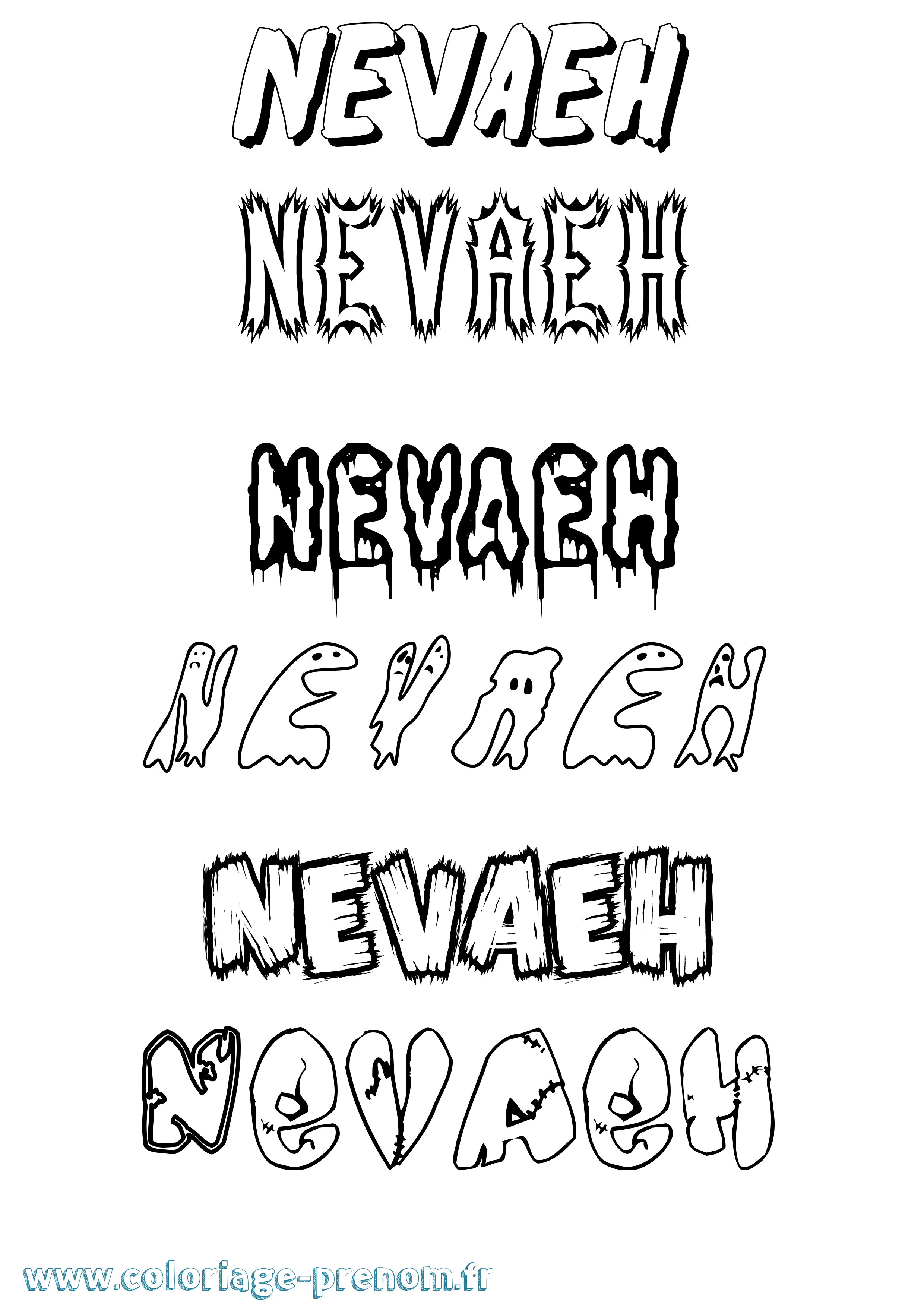 Coloriage prénom Nevaeh Frisson