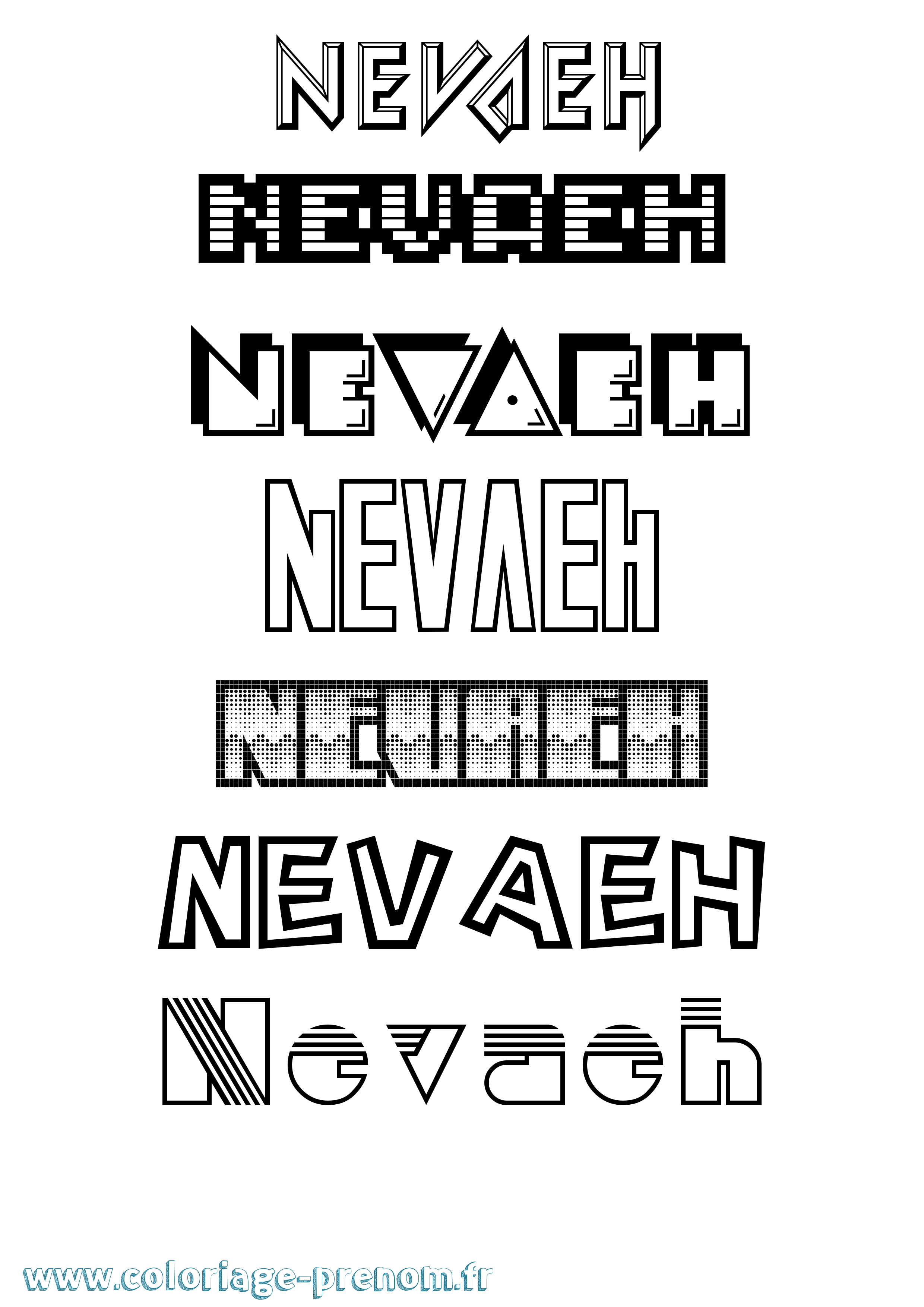Coloriage prénom Nevaeh Jeux Vidéos