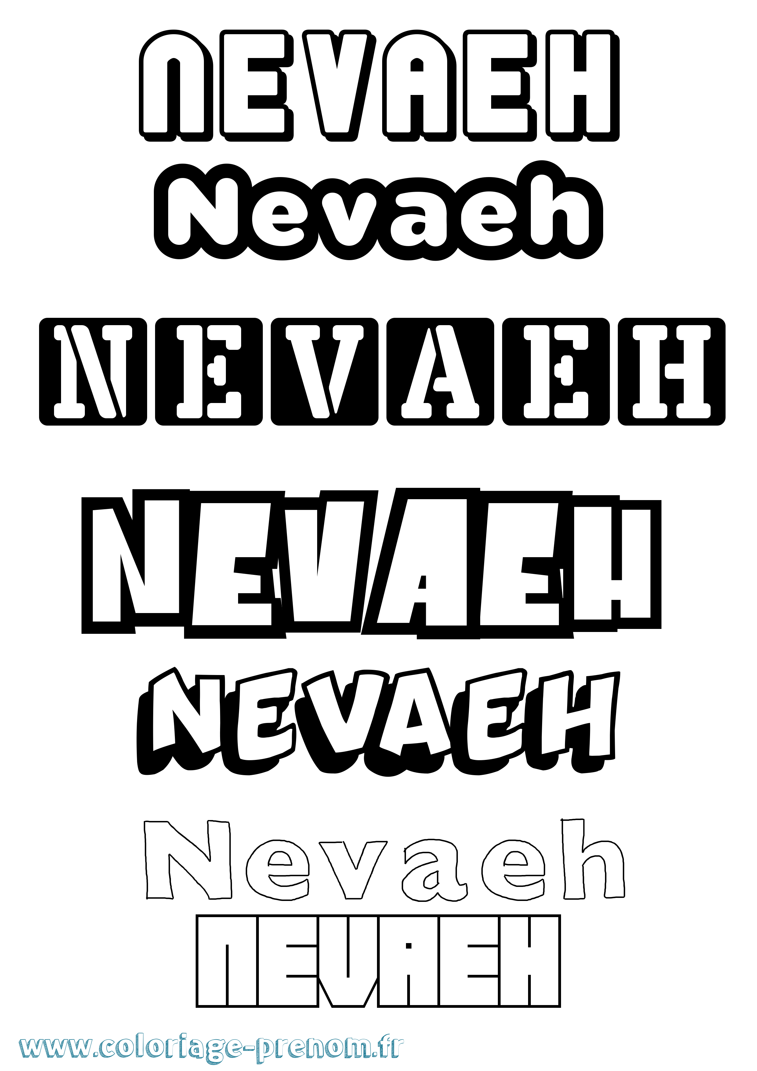 Coloriage prénom Nevaeh Simple