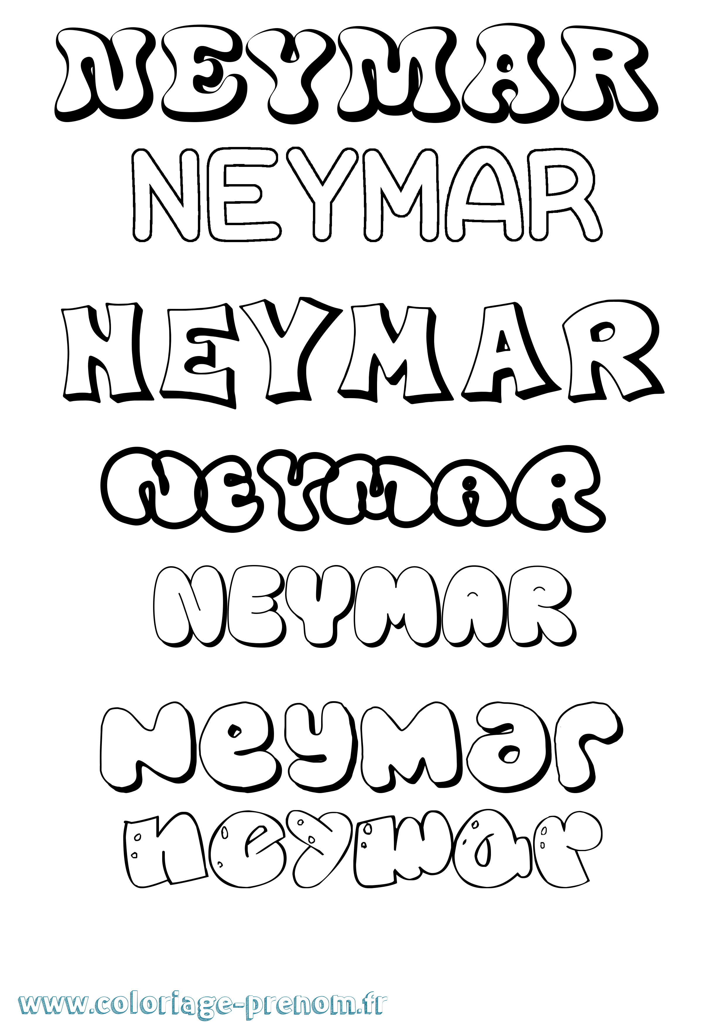 Coloriage prénom Neymar Bubble