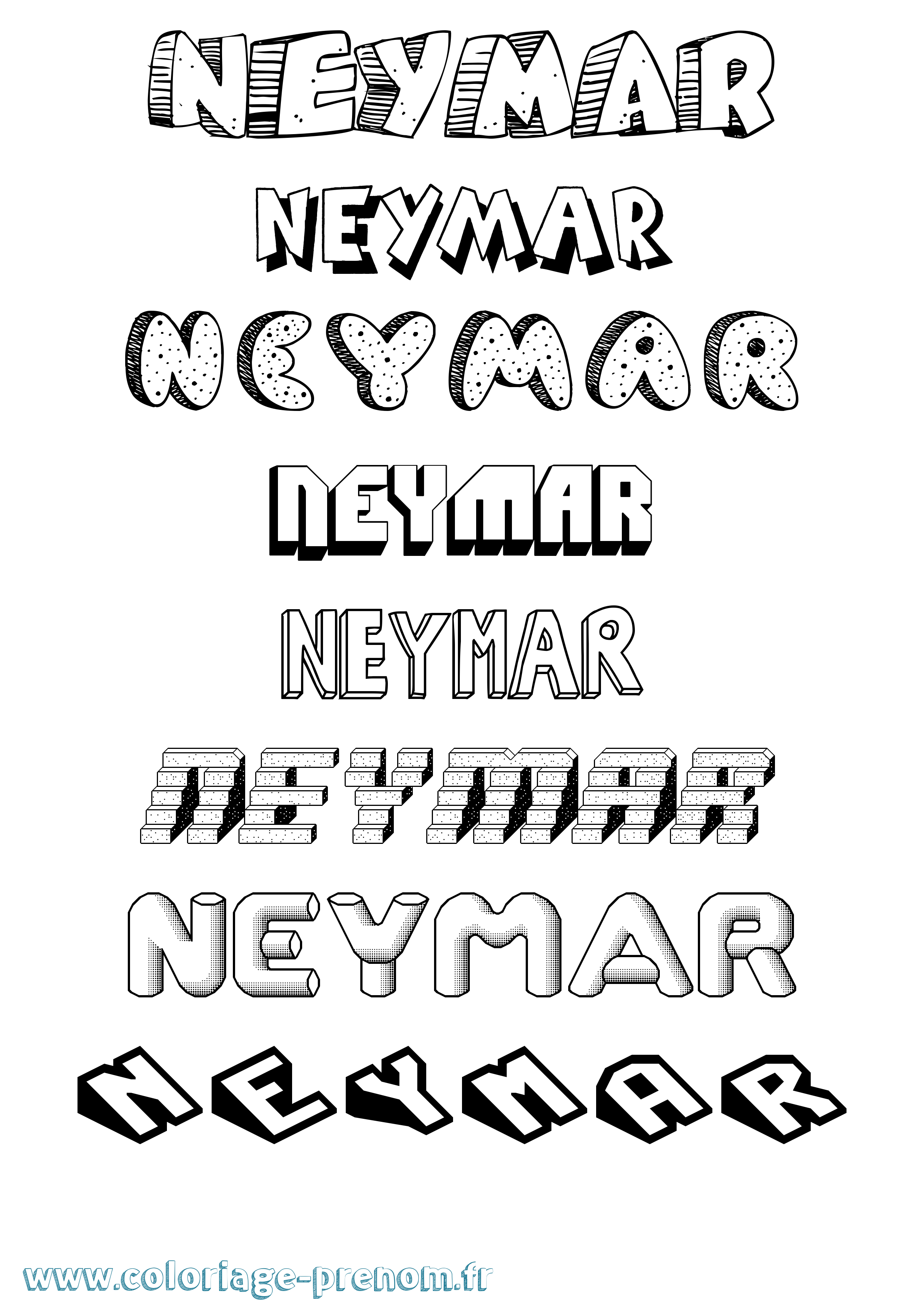 Coloriage prénom Neymar Effet 3D