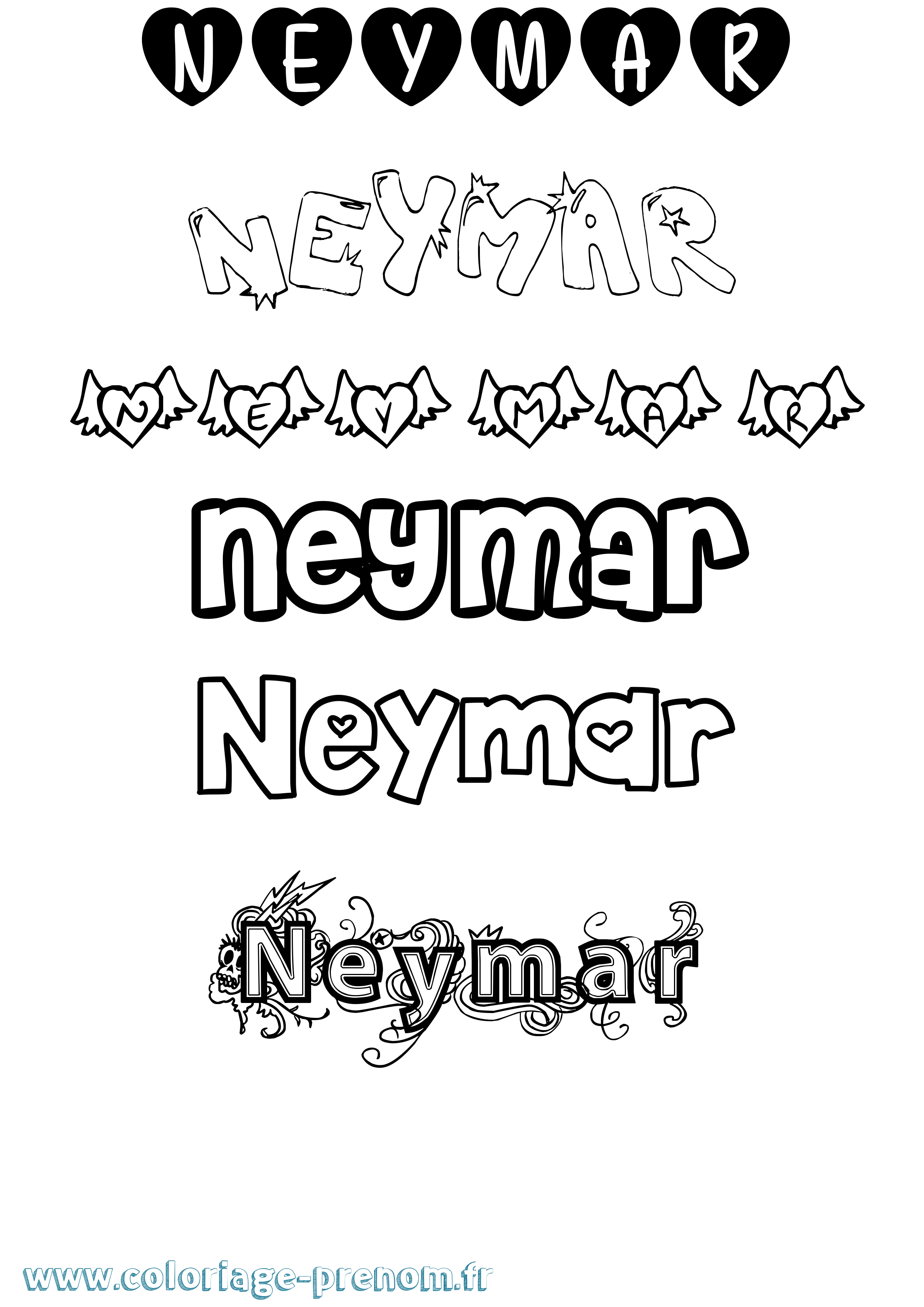 Coloriage prénom Neymar Girly