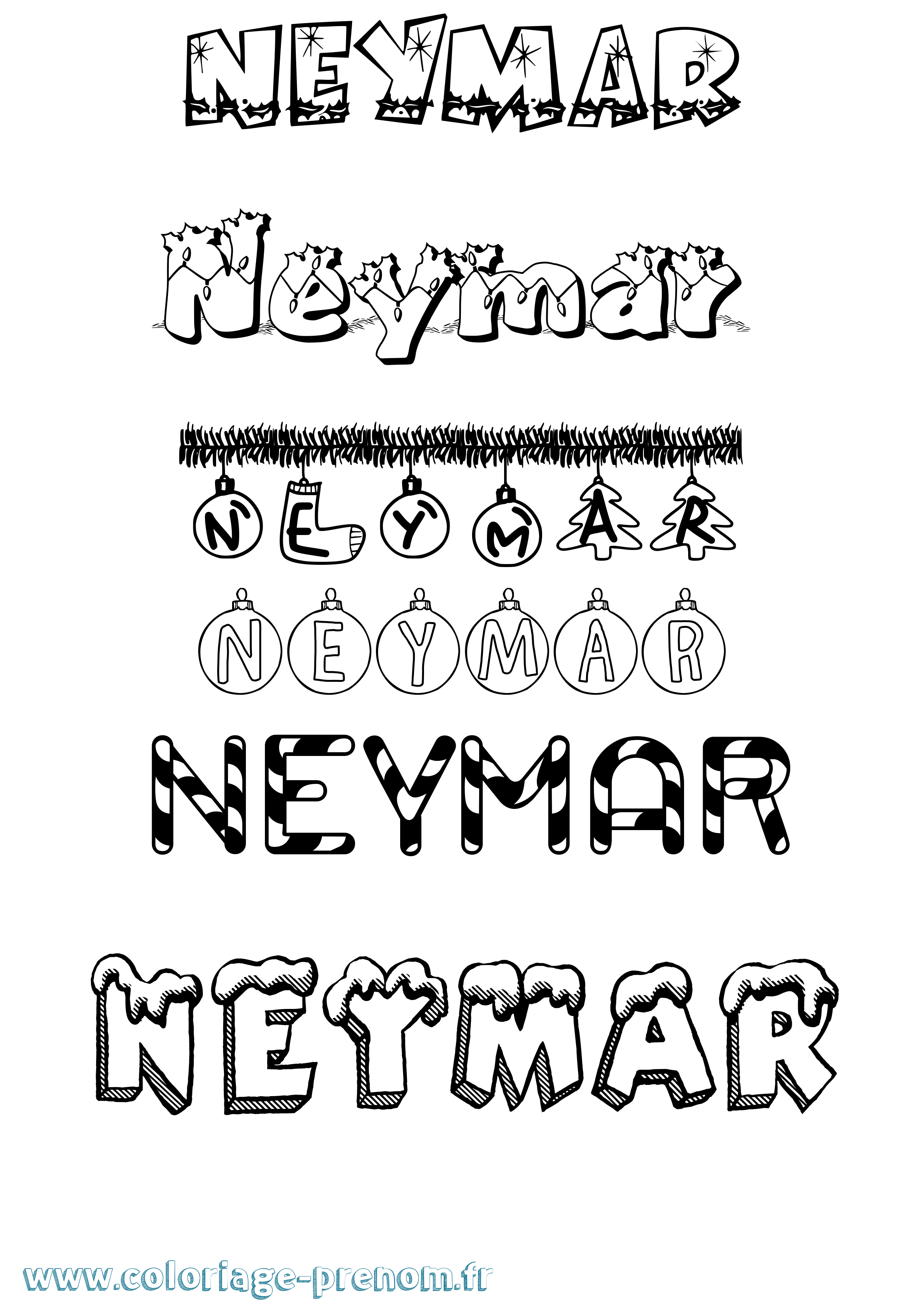 Coloriage prénom Neymar Noël