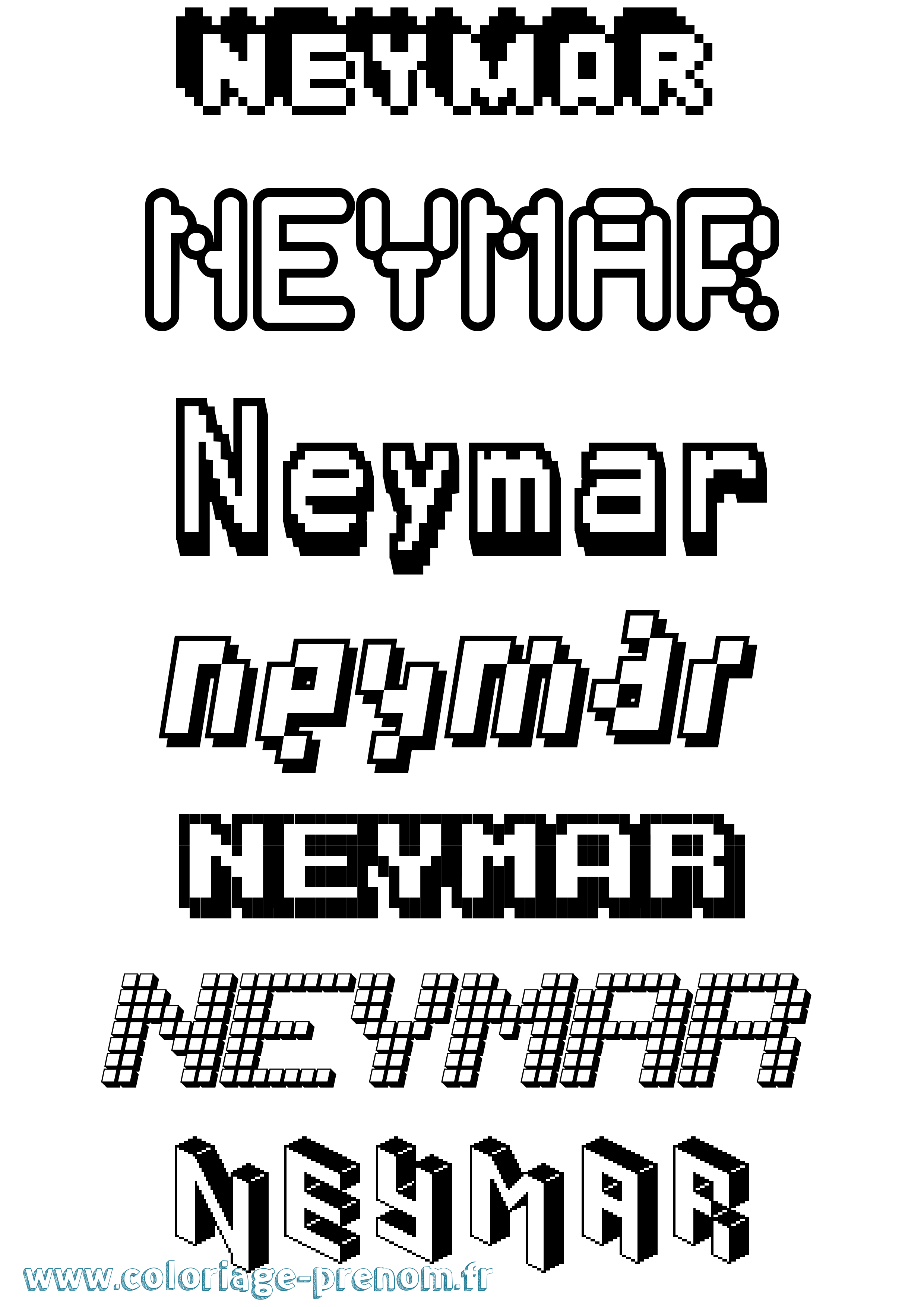 Coloriage prénom Neymar Pixel