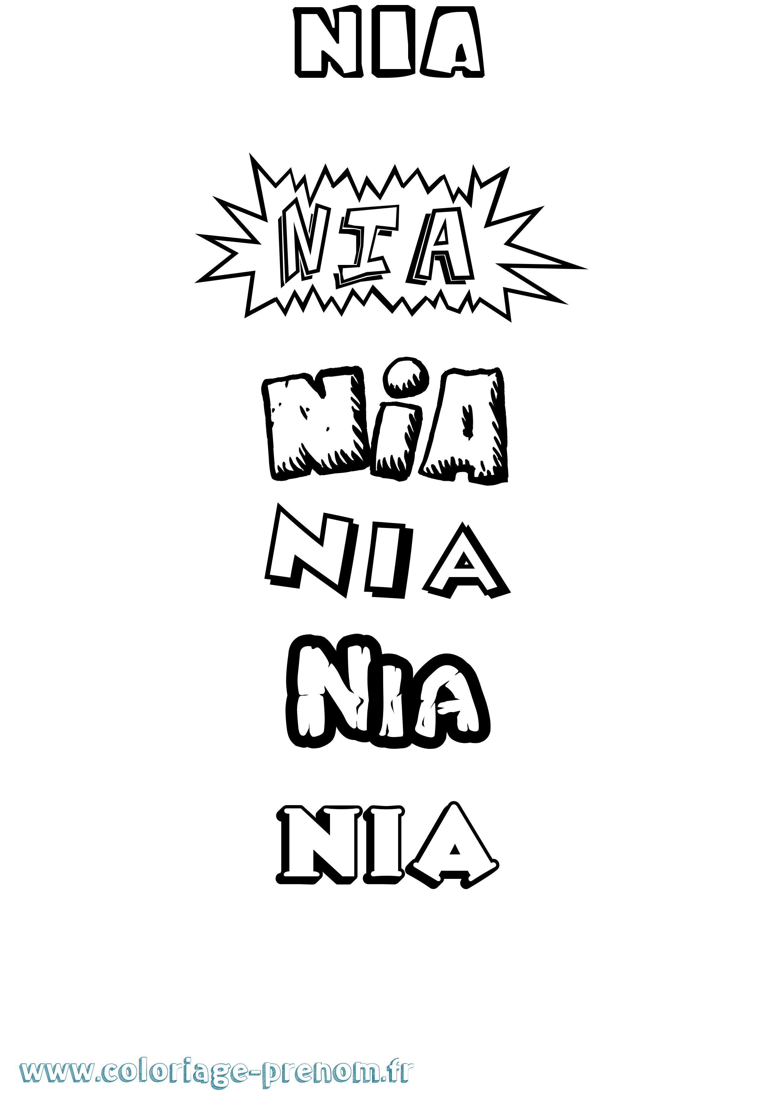Coloriage Nia Dessin Animé Coloriage prénom Nia Dessin Animé