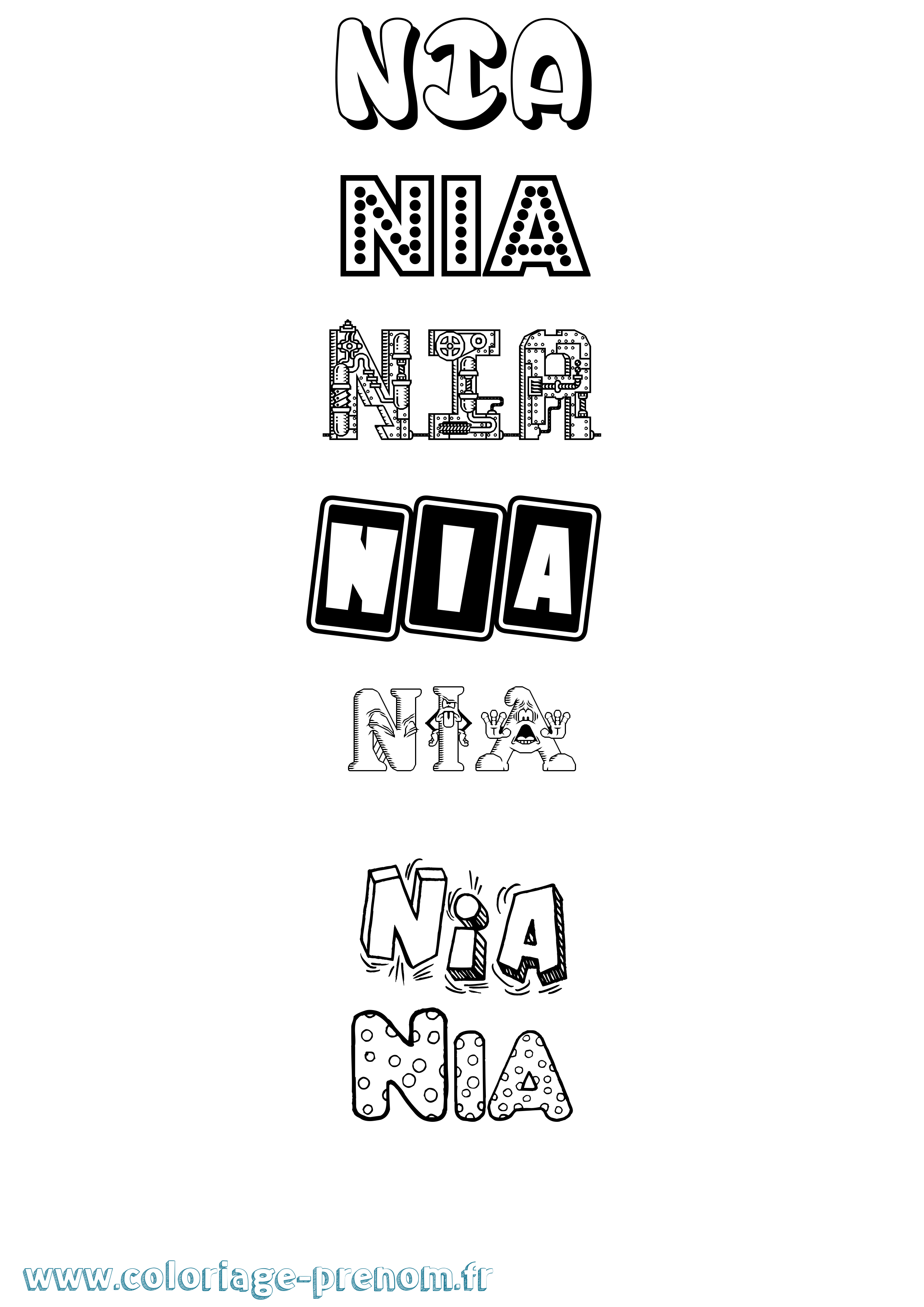 Coloriage Nia Fun Coloriage prénom Nia Fun