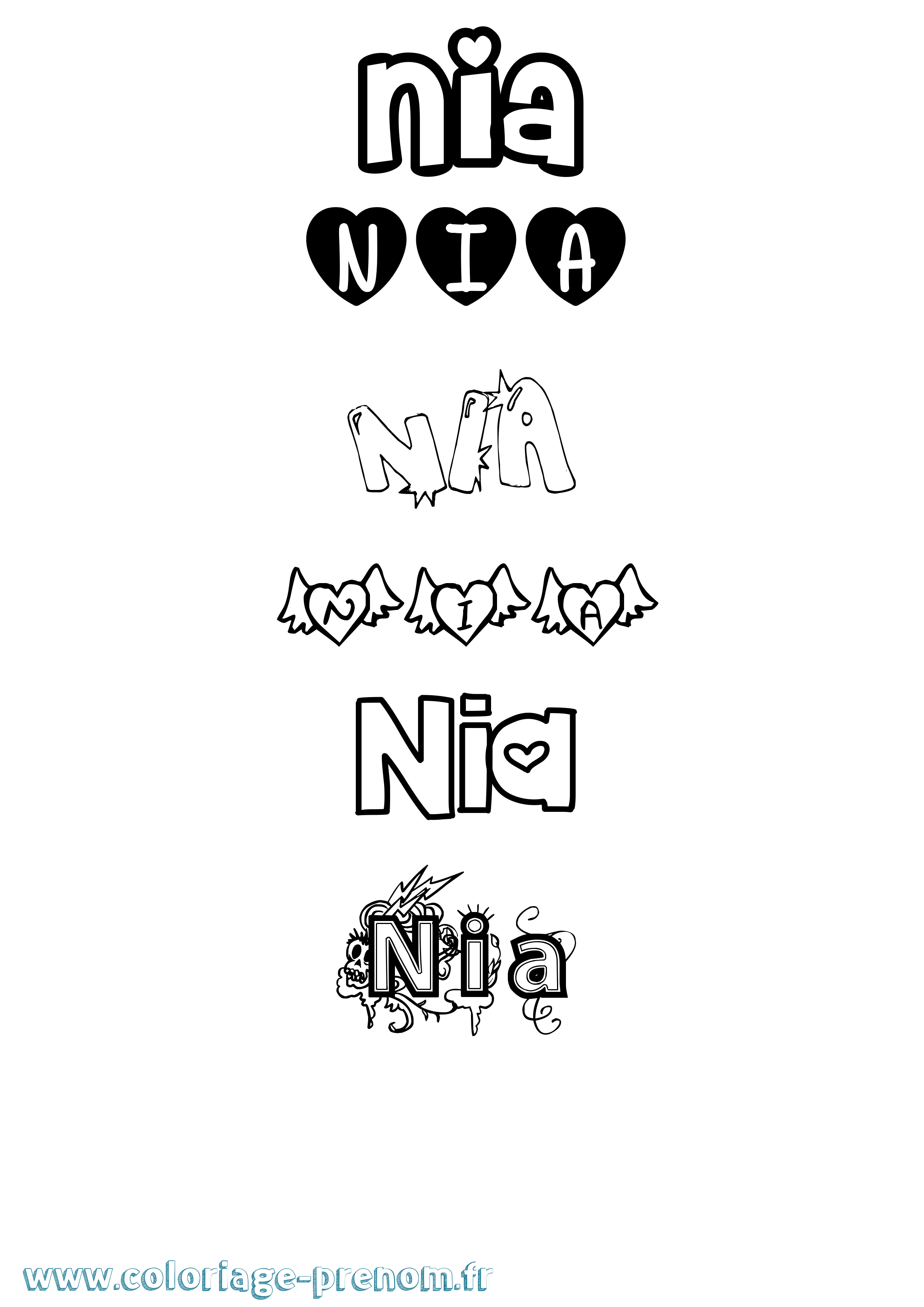 Coloriage Nia Girly Coloriage prénom Nia Girly