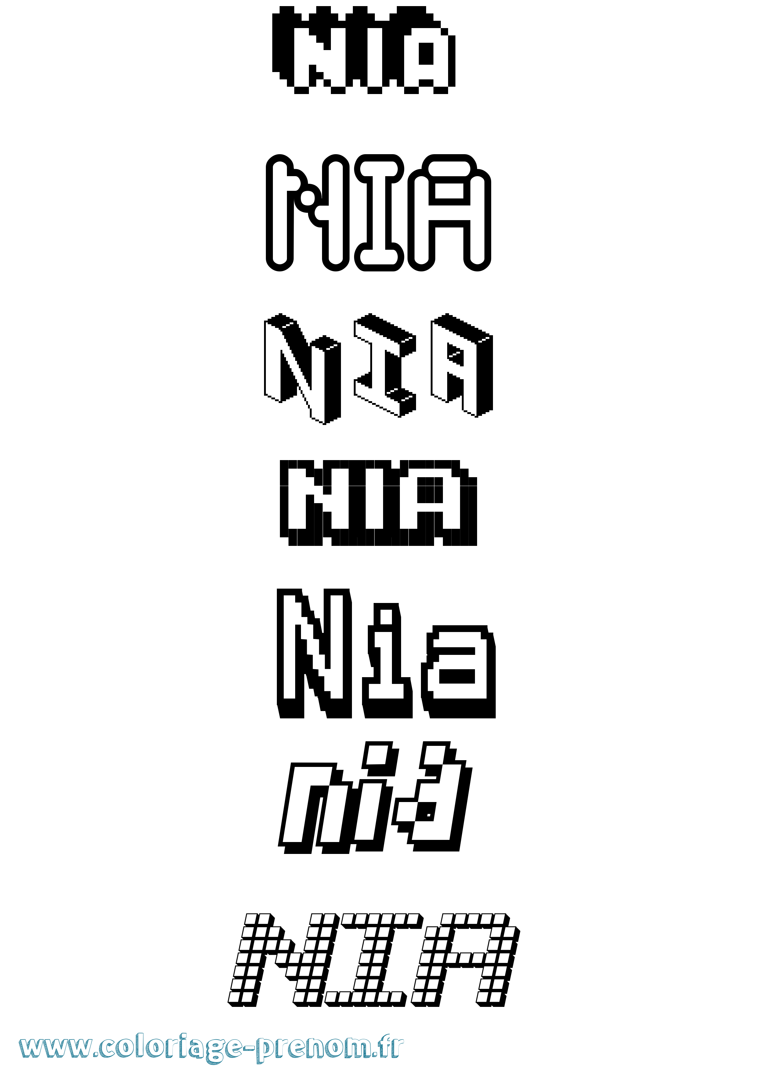 Coloriage Nia Pixel Coloriage prénom Nia Pixel