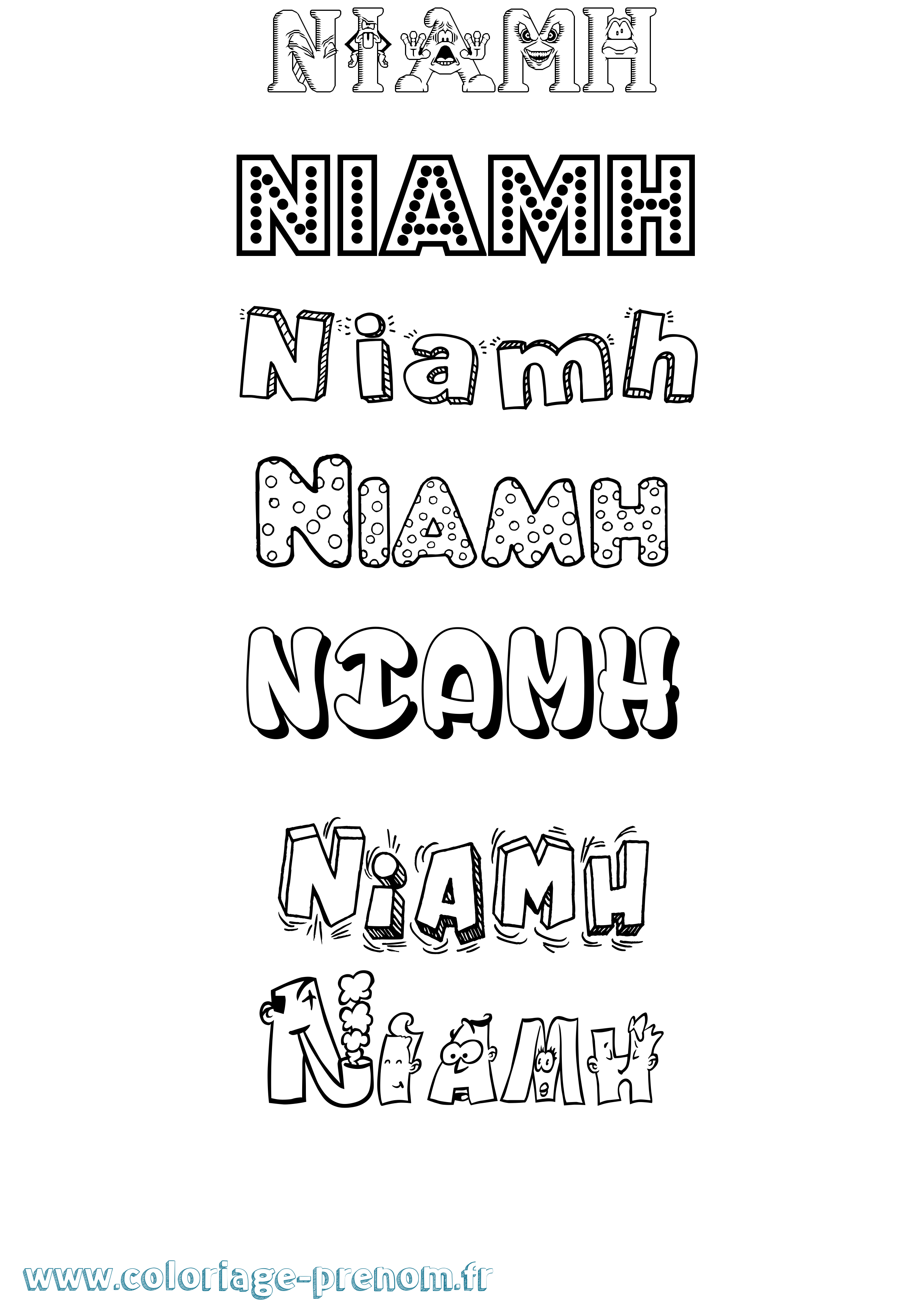 Coloriage prénom Niamh Fun
