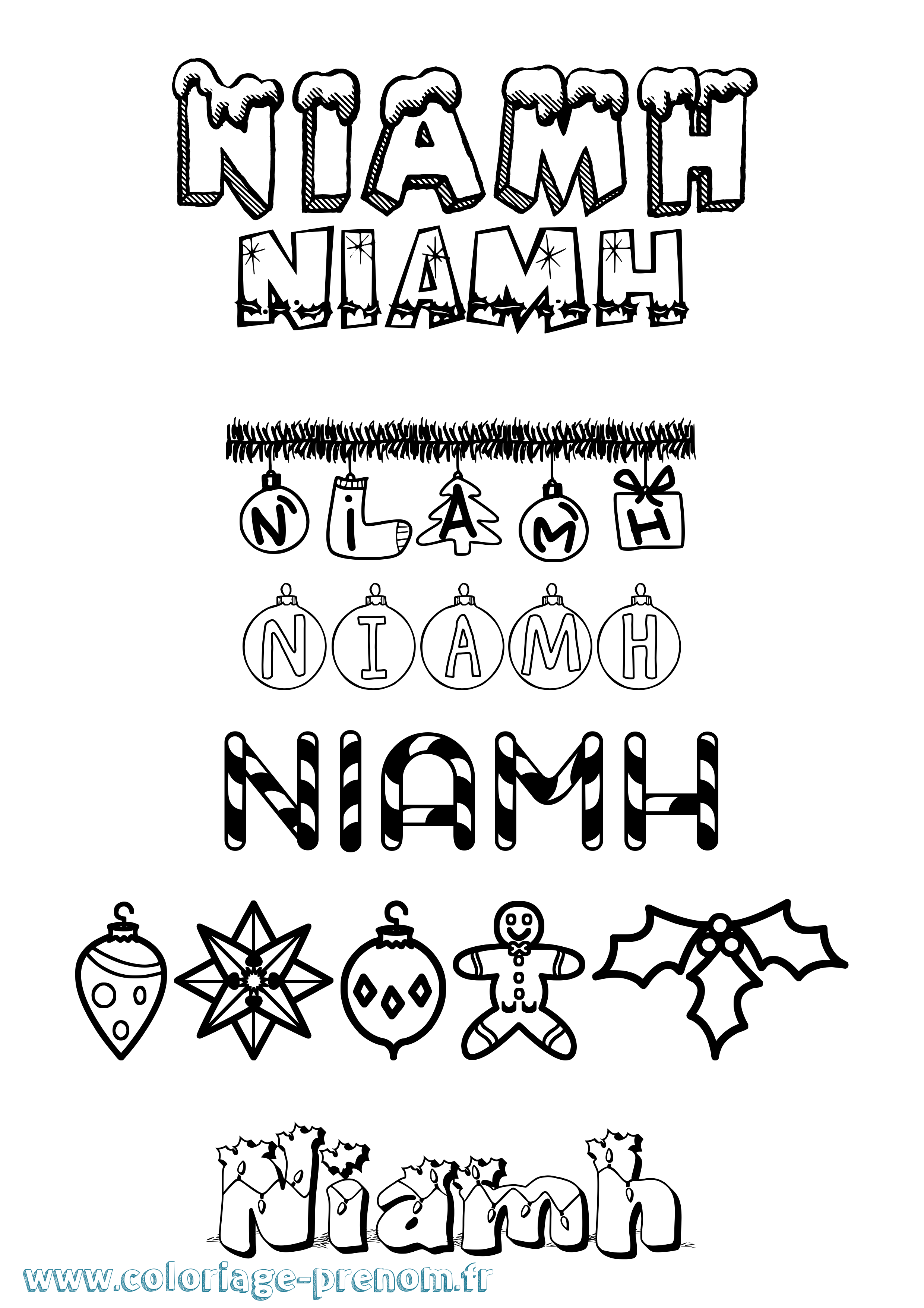 Coloriage prénom Niamh Noël
