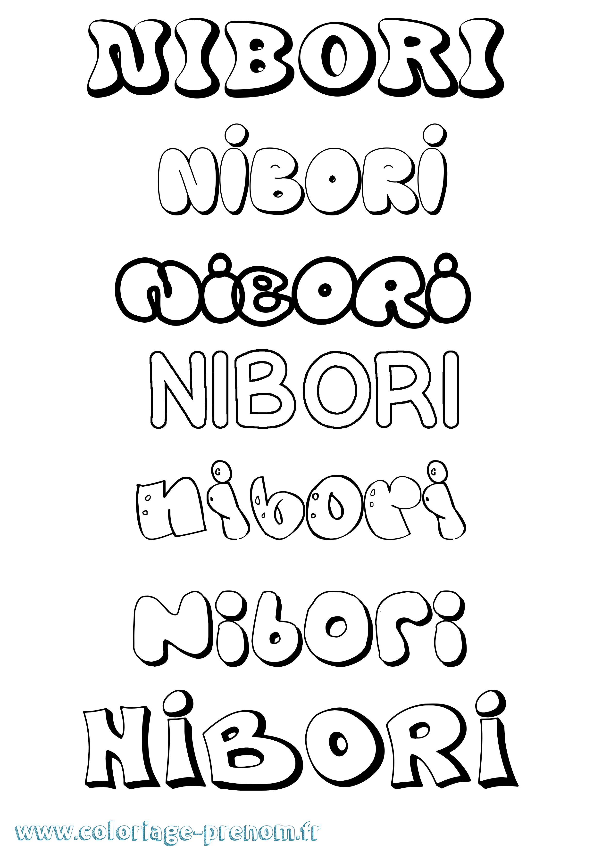 Coloriage prénom Nibori Bubble