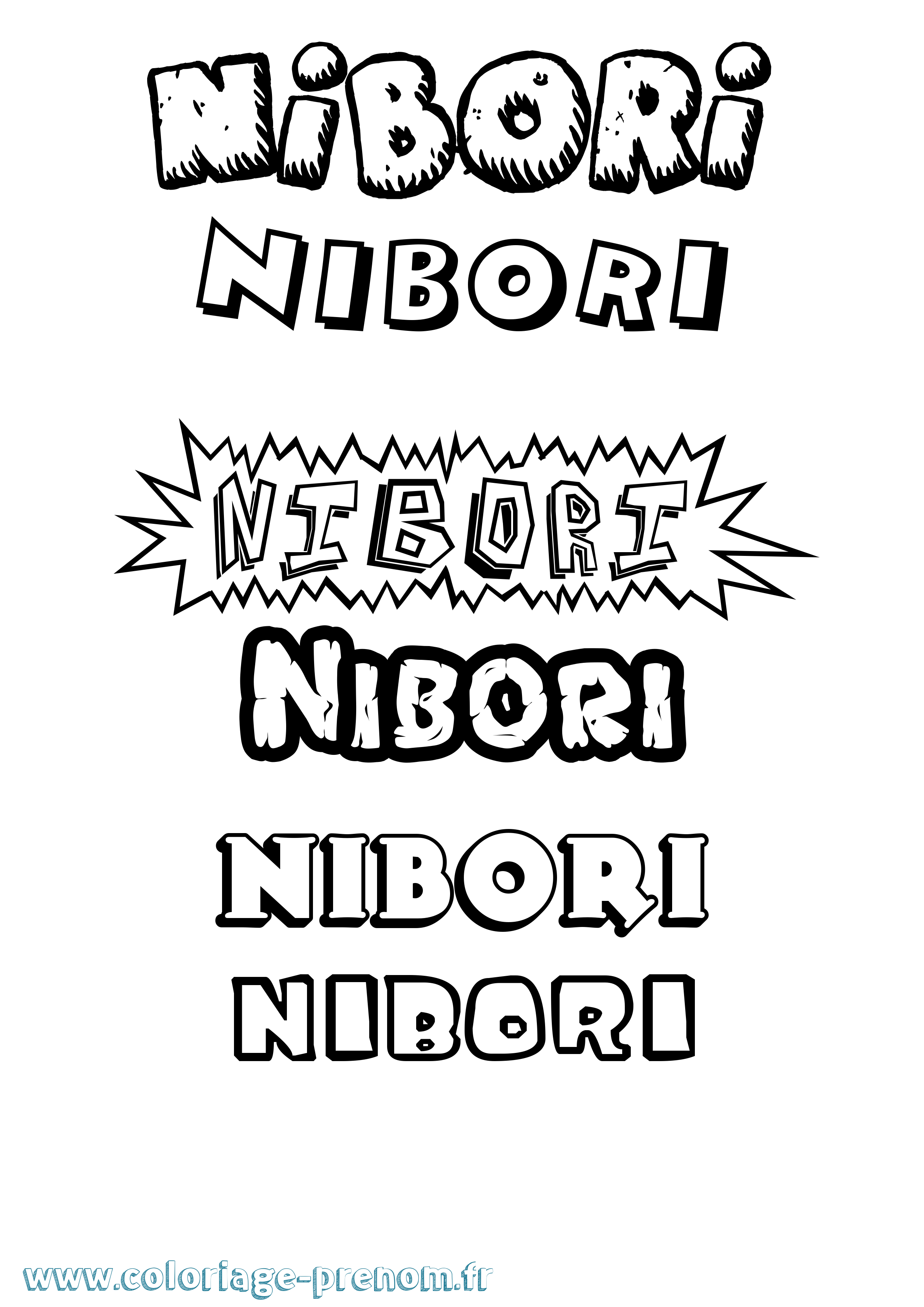 Coloriage prénom Nibori Dessin Animé