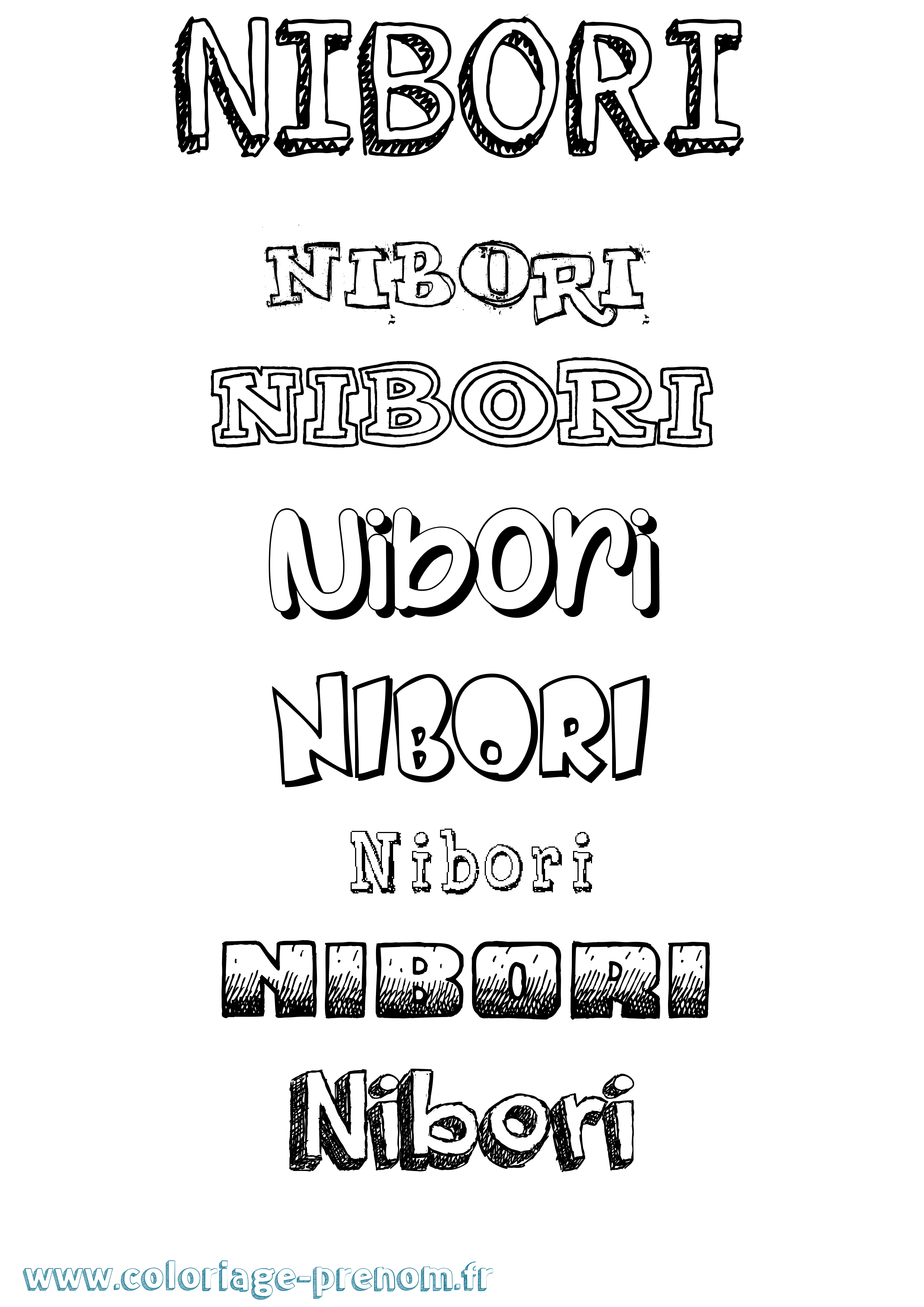 Coloriage Nibori Dessiné Coloriage prénom Nibori Dessiné