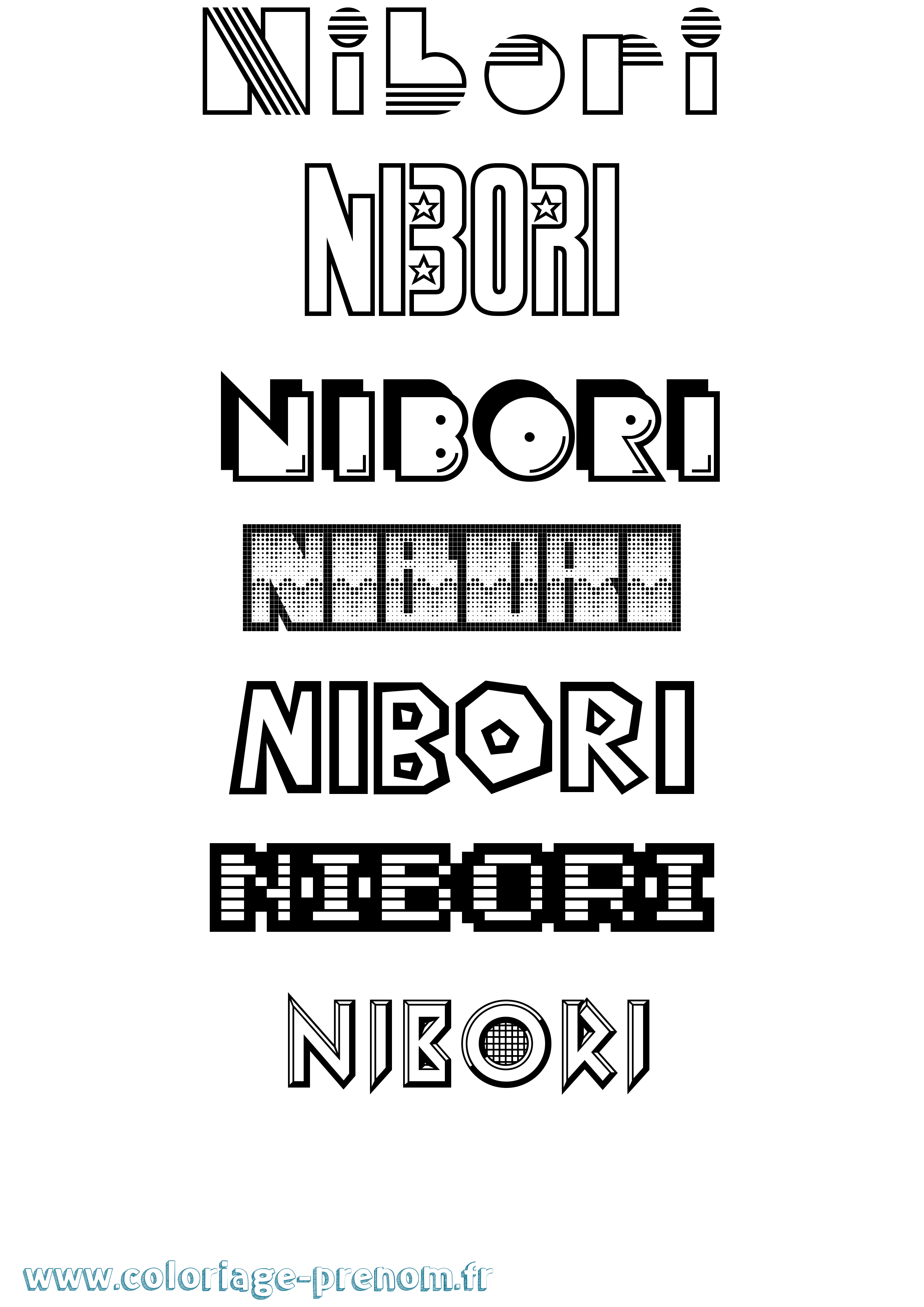 Coloriage prénom Nibori Jeux Vidéos