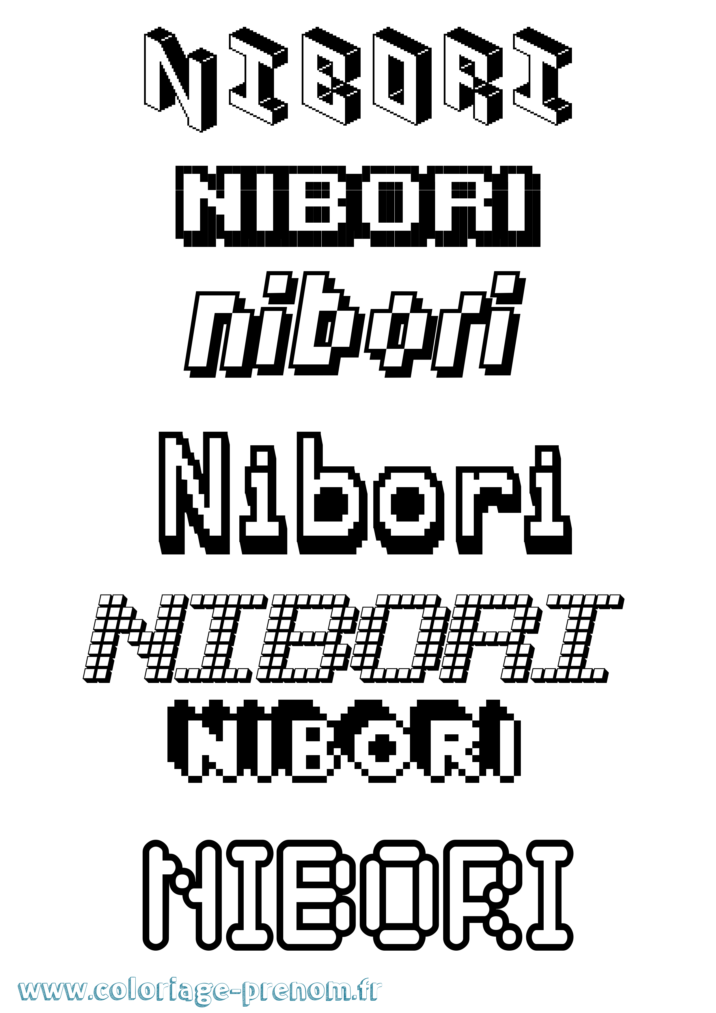 Coloriage prénom Nibori Pixel
