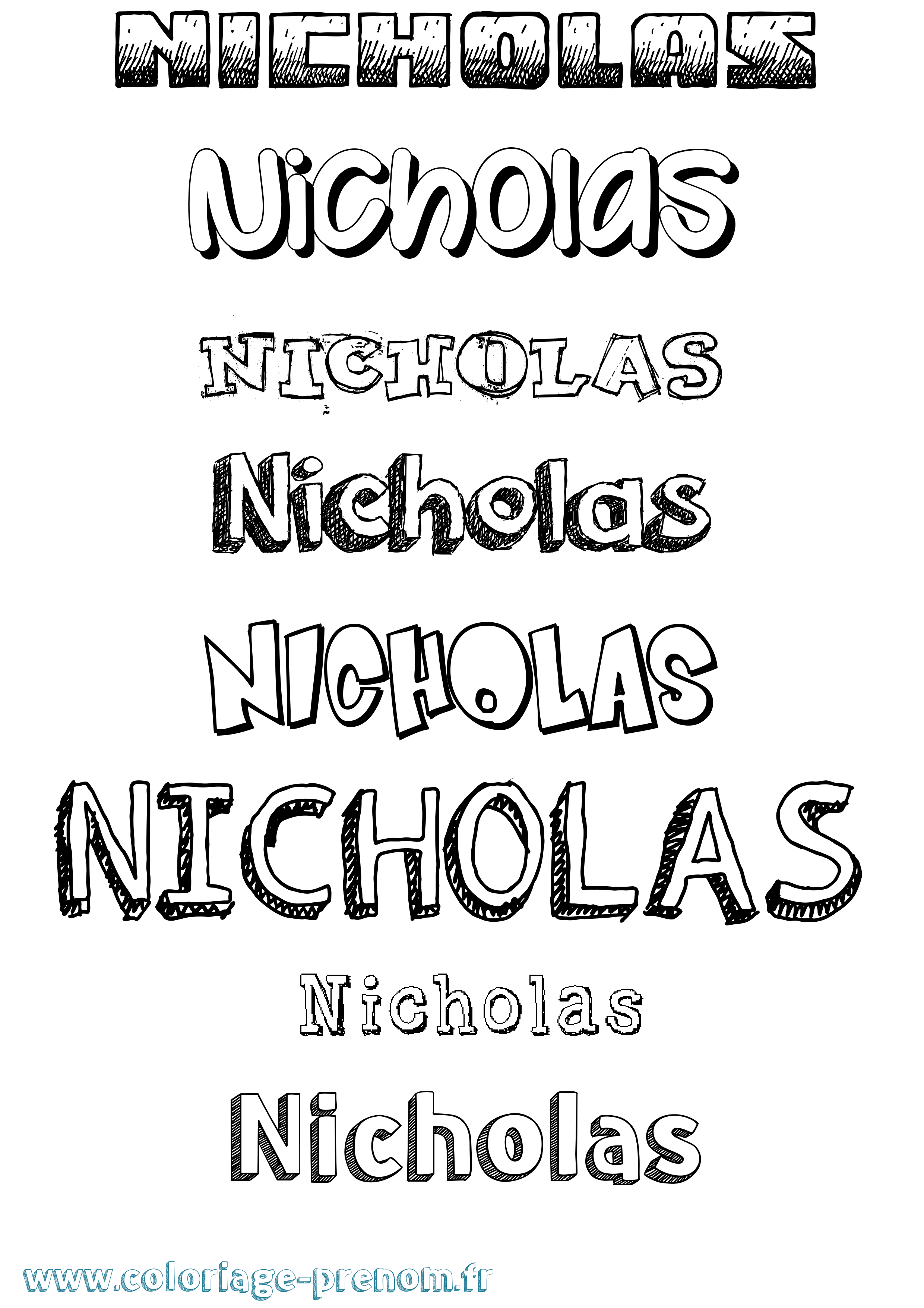 Coloriage prénom Nicholas Dessiné