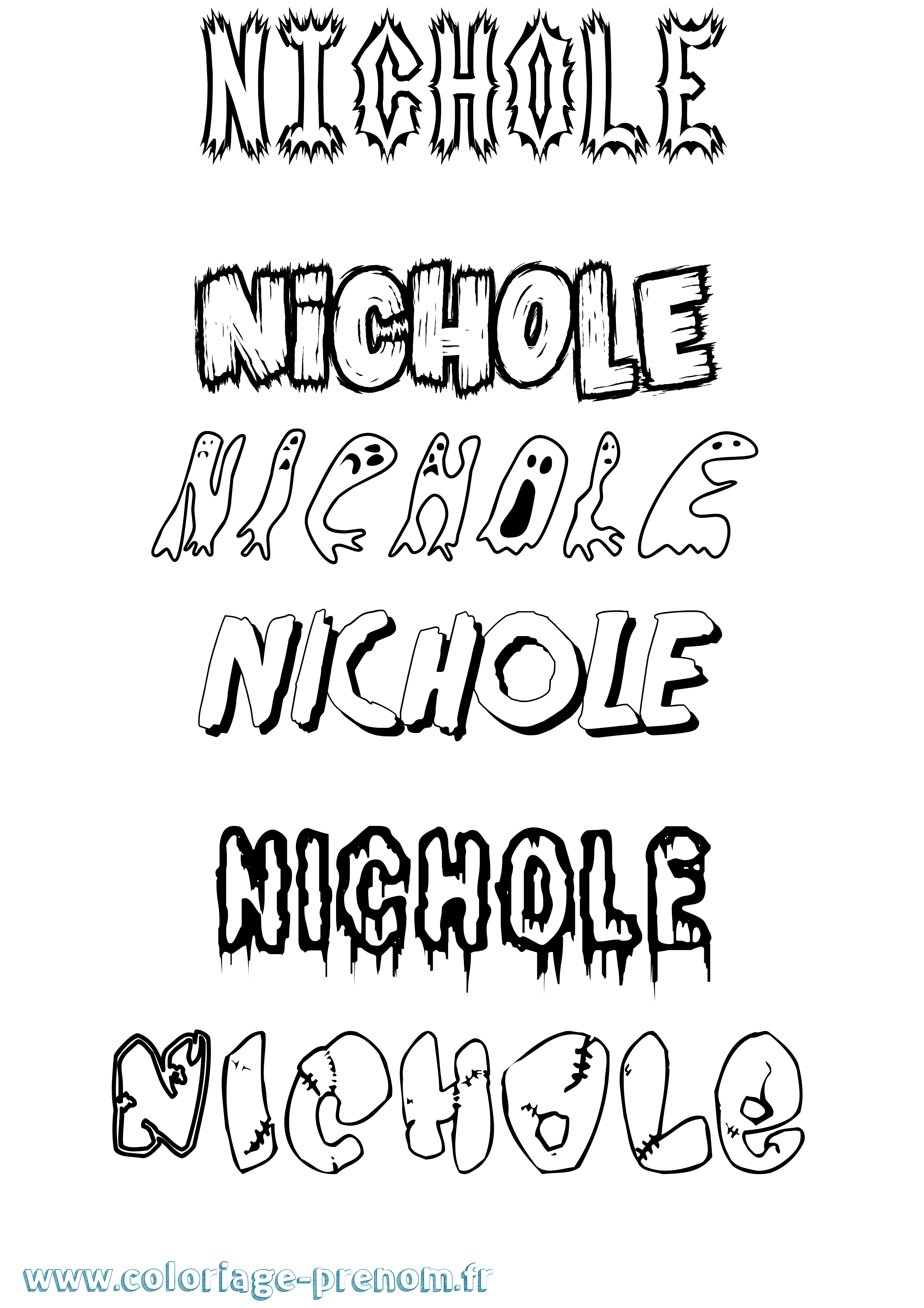 Coloriage prénom Nichole Frisson