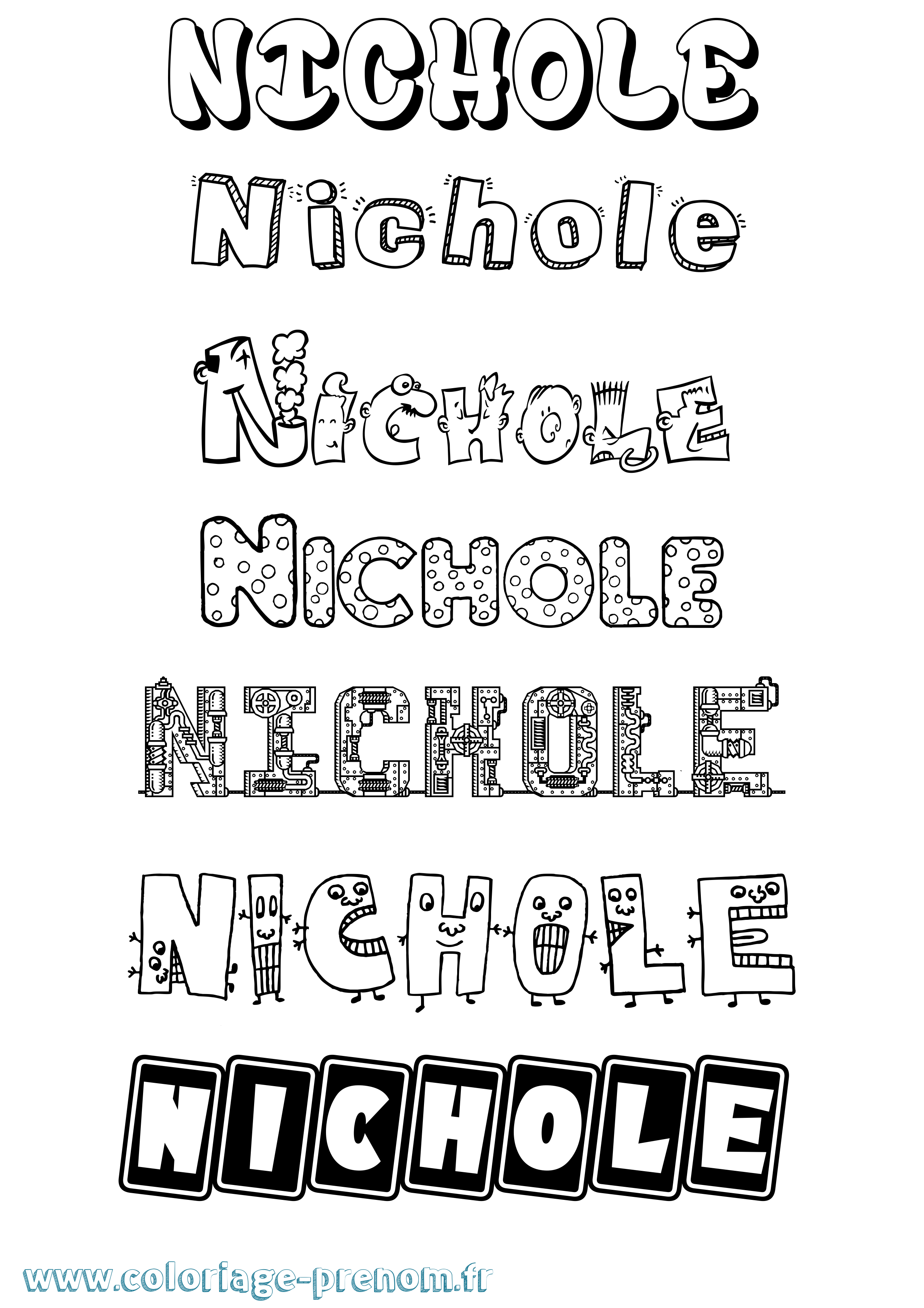 Coloriage prénom Nichole Fun