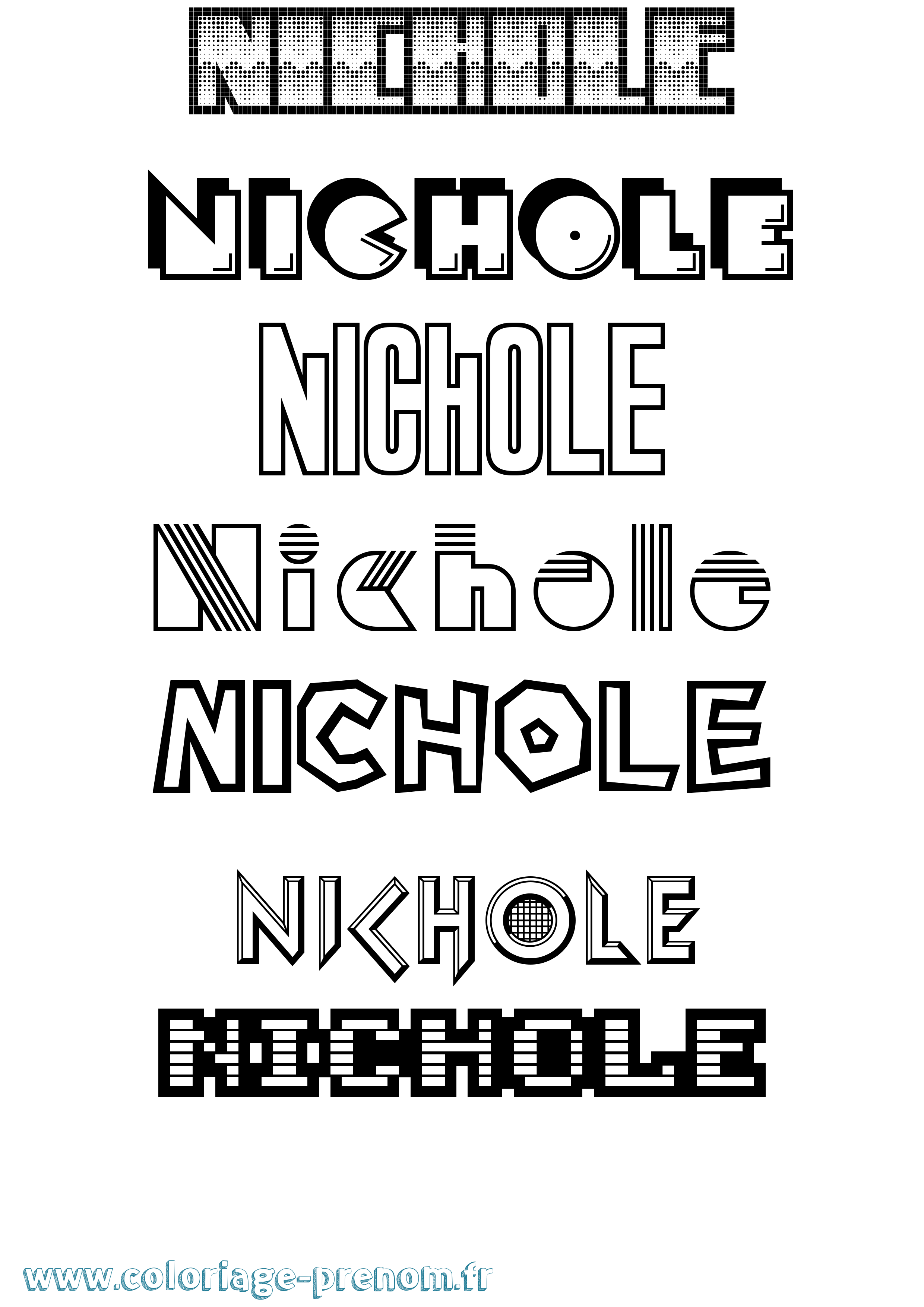 Coloriage prénom Nichole Jeux Vidéos
