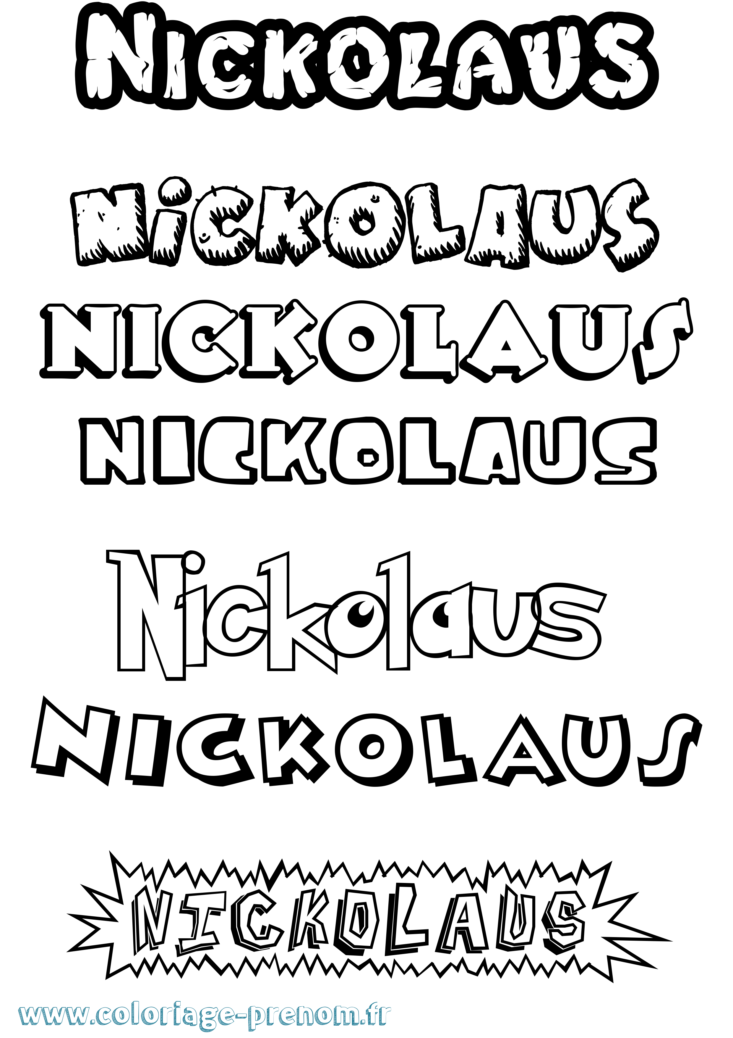 Coloriage prénom Nickolaus Dessin Animé