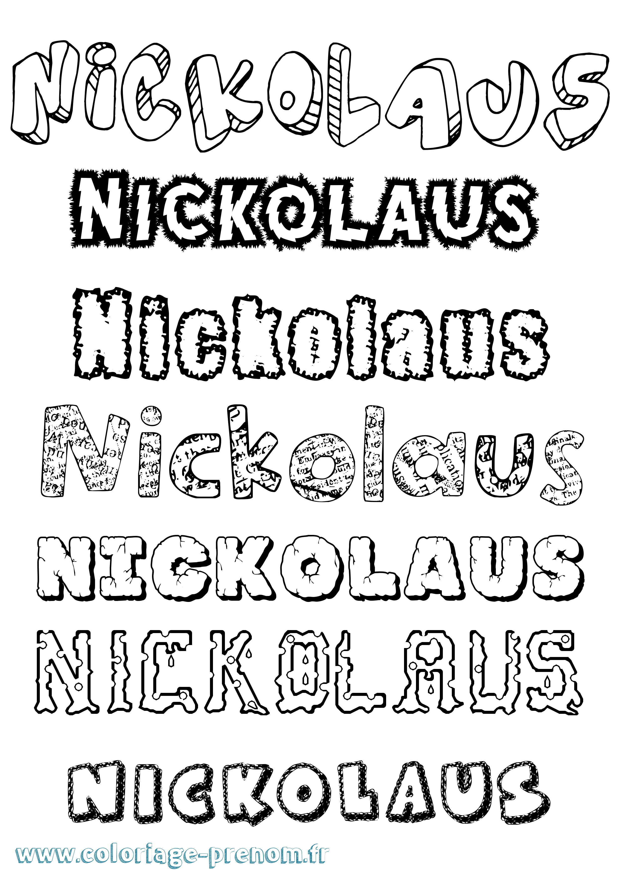 Coloriage prénom Nickolaus Destructuré