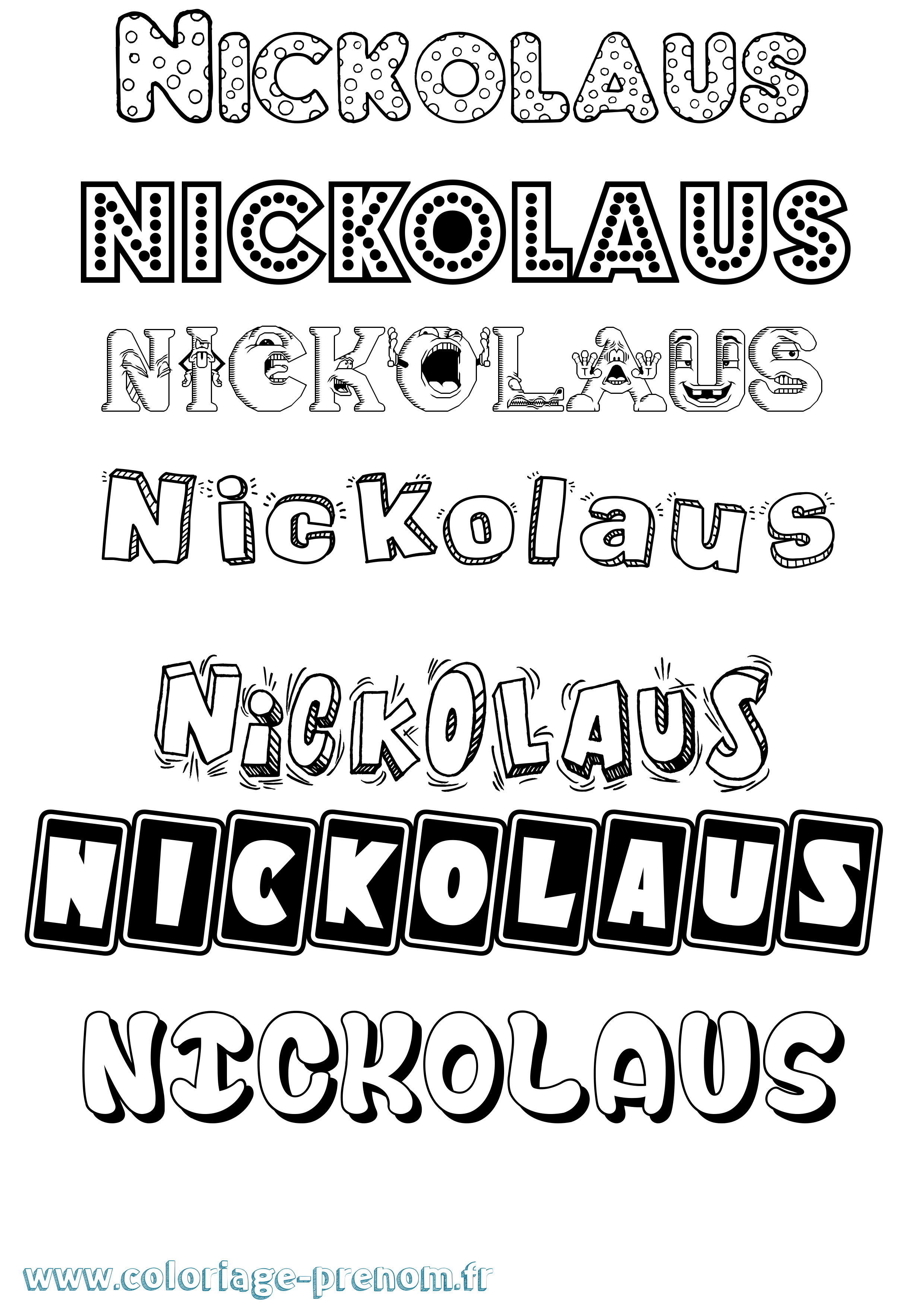 Coloriage prénom Nickolaus Fun