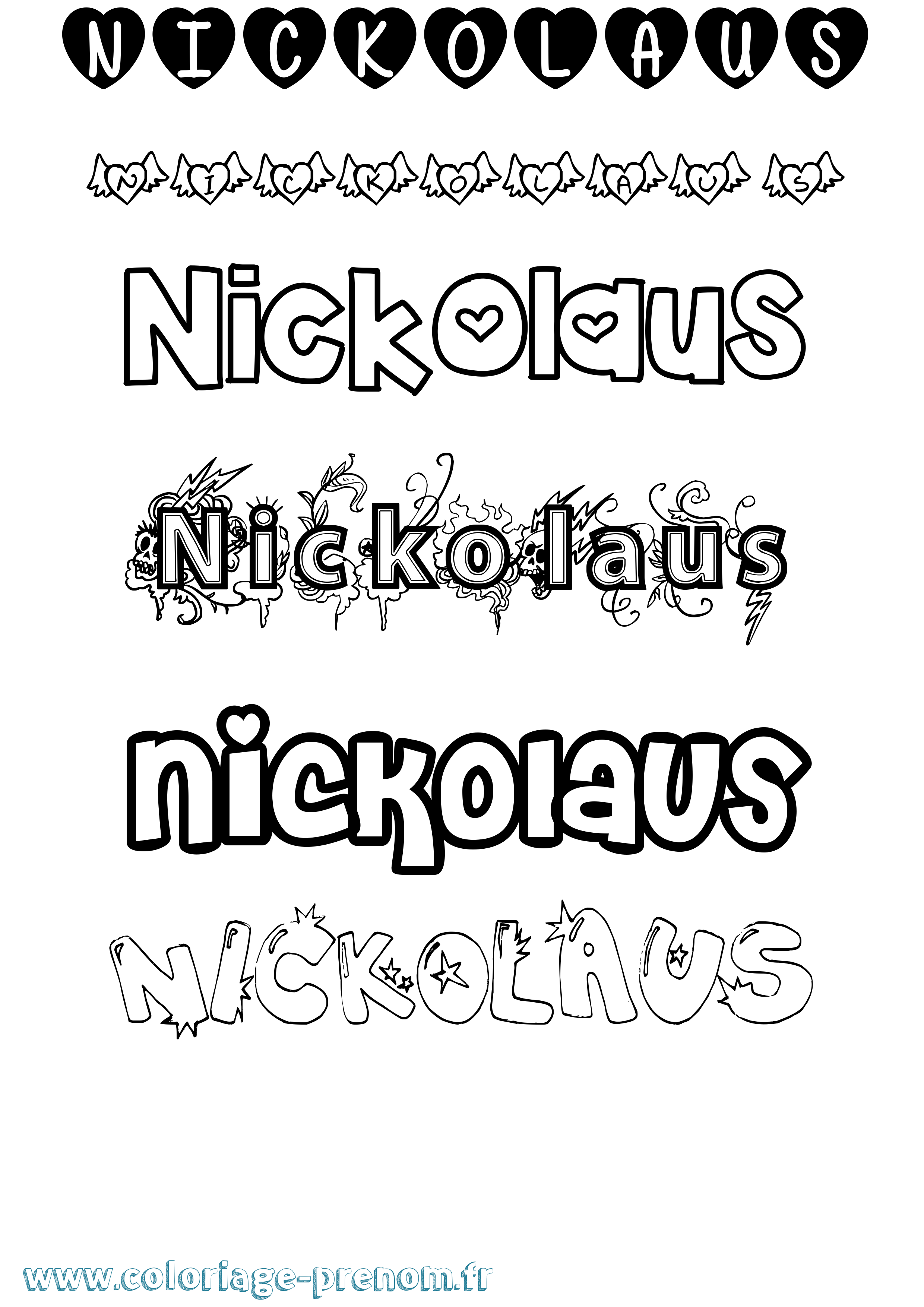 Coloriage prénom Nickolaus Girly