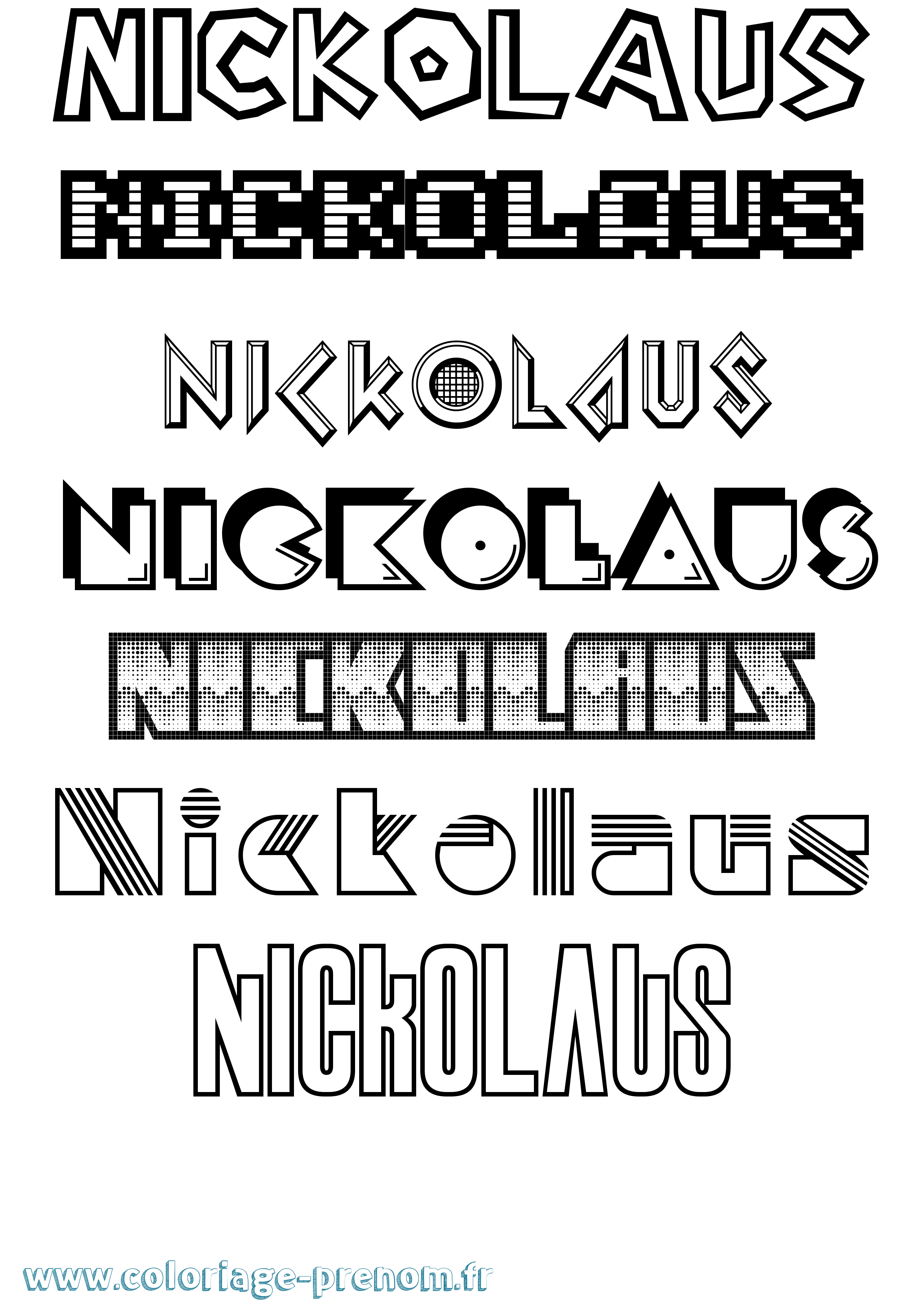 Coloriage prénom Nickolaus Jeux Vidéos