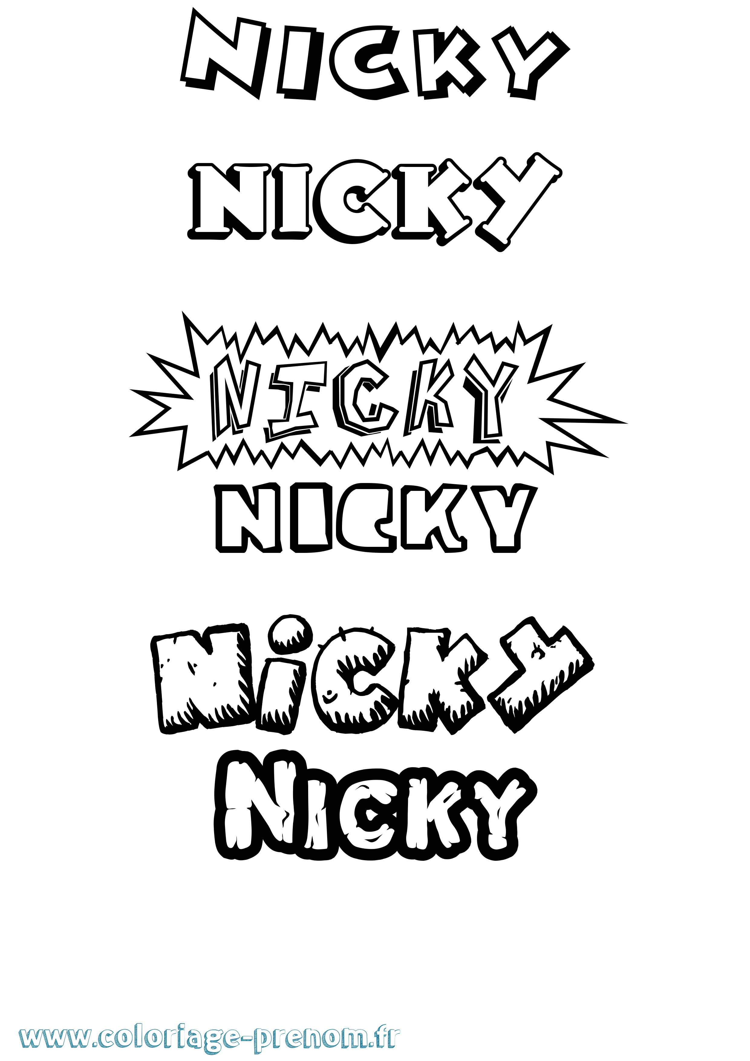 Coloriage prénom Nicky Dessin Animé
