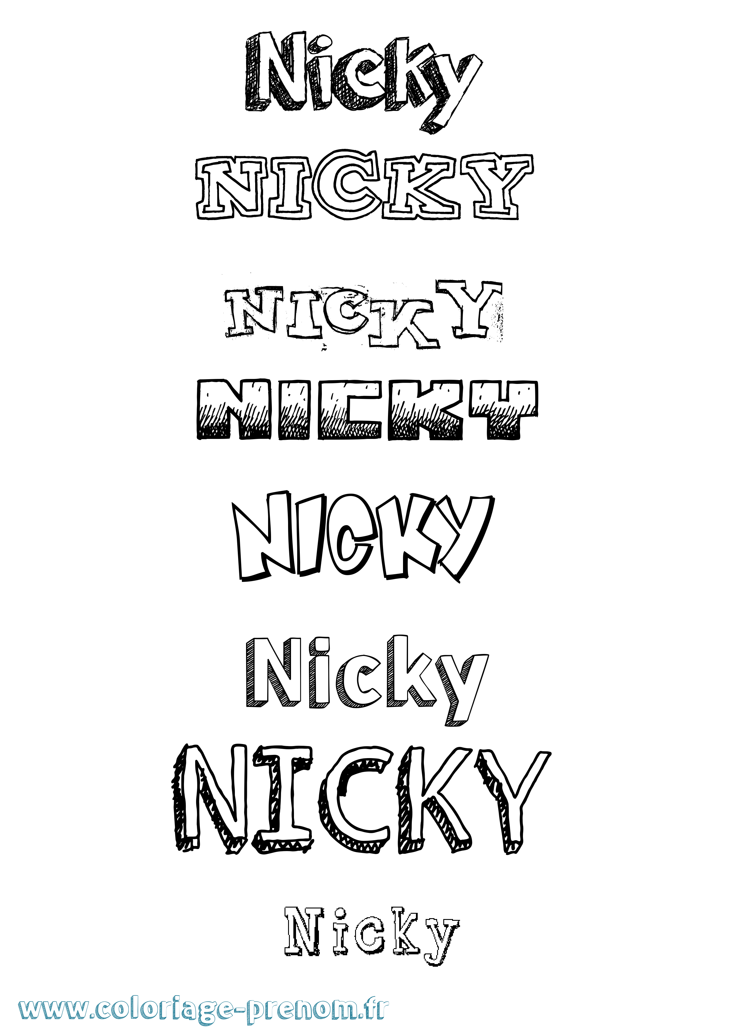 Coloriage prénom Nicky Dessiné