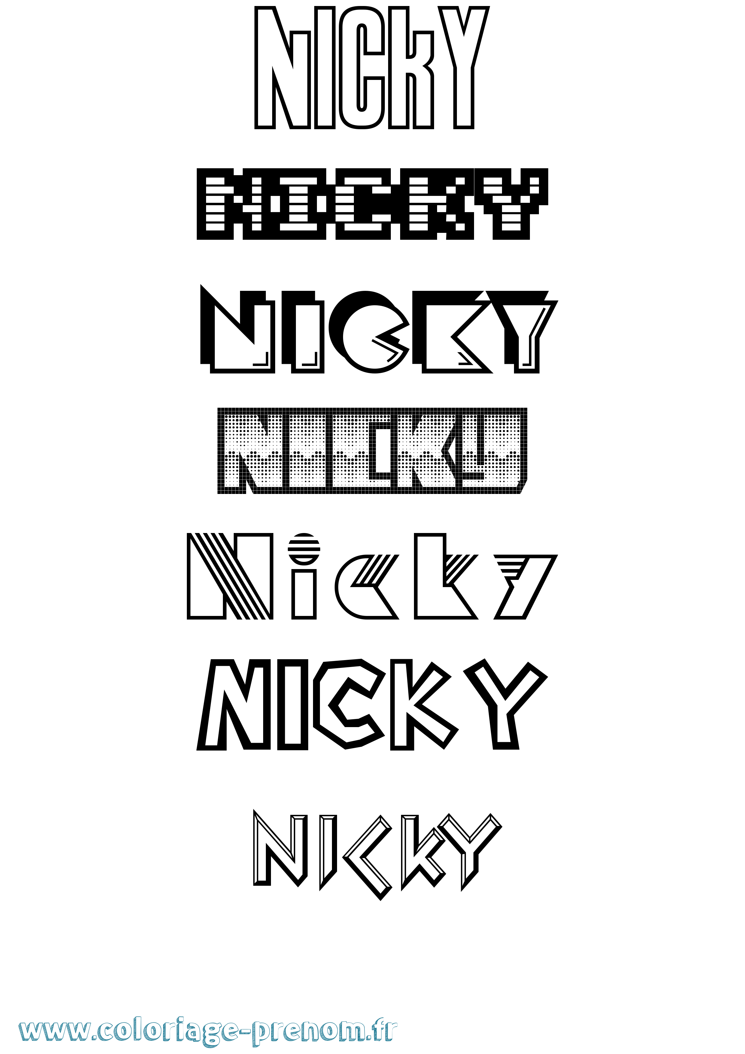 Coloriage prénom Nicky Jeux Vidéos