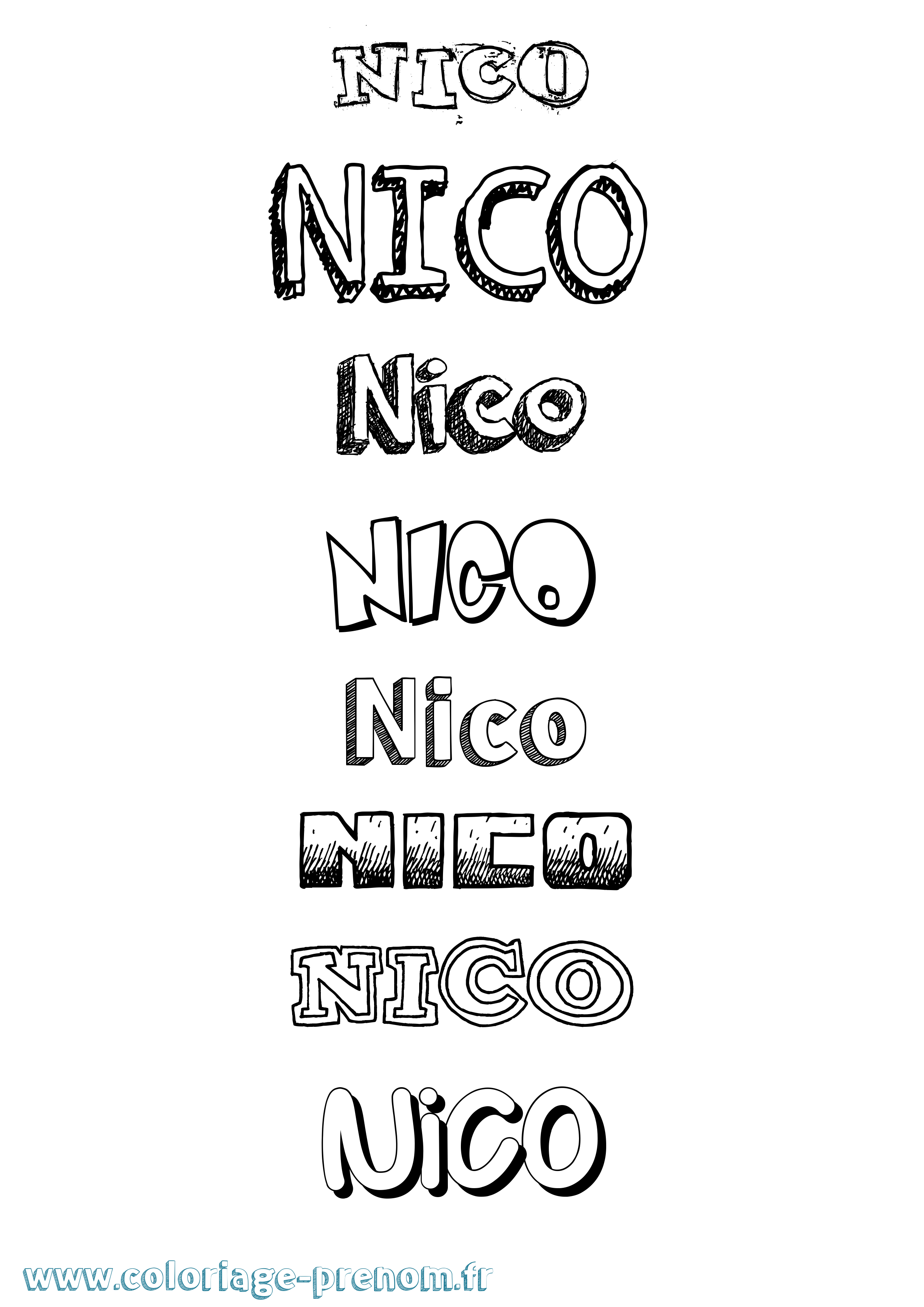 Coloriage prénom Nico Dessiné