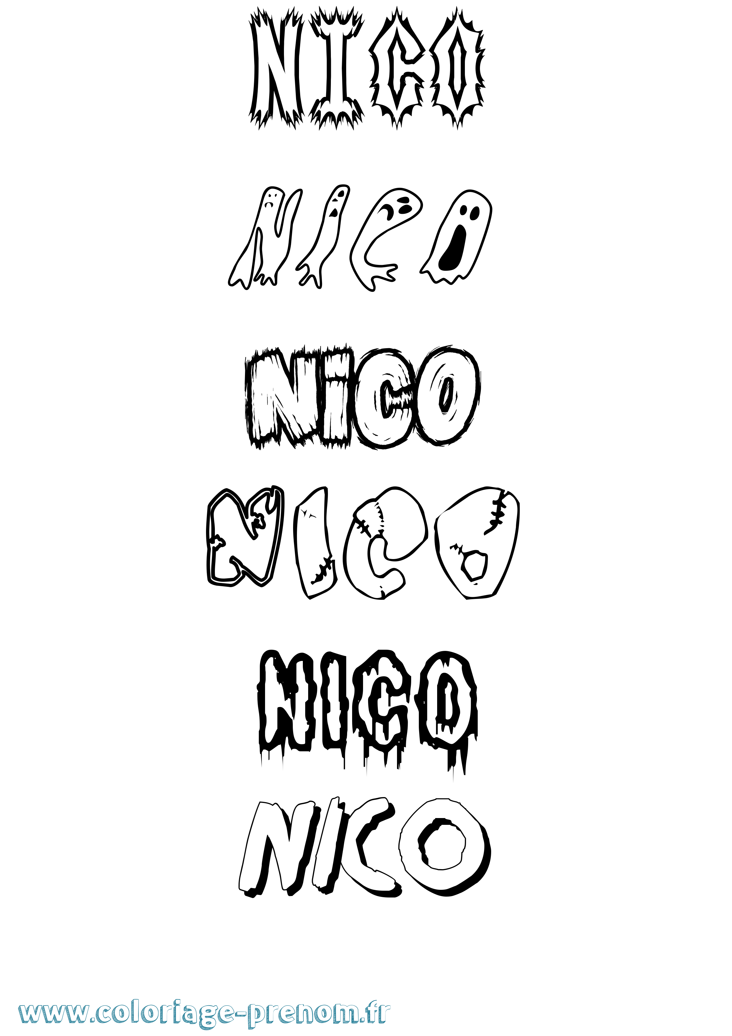 Coloriage Nico Frisson Coloriage prénom Nico Frisson
