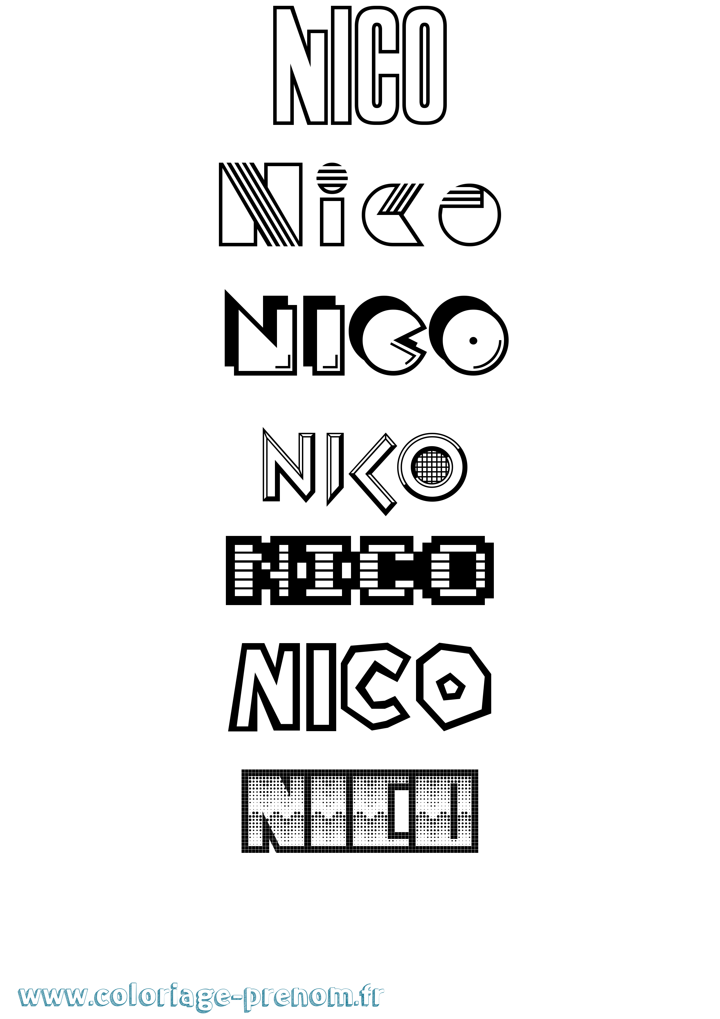 Coloriage prénom Nico Jeux Vidéos