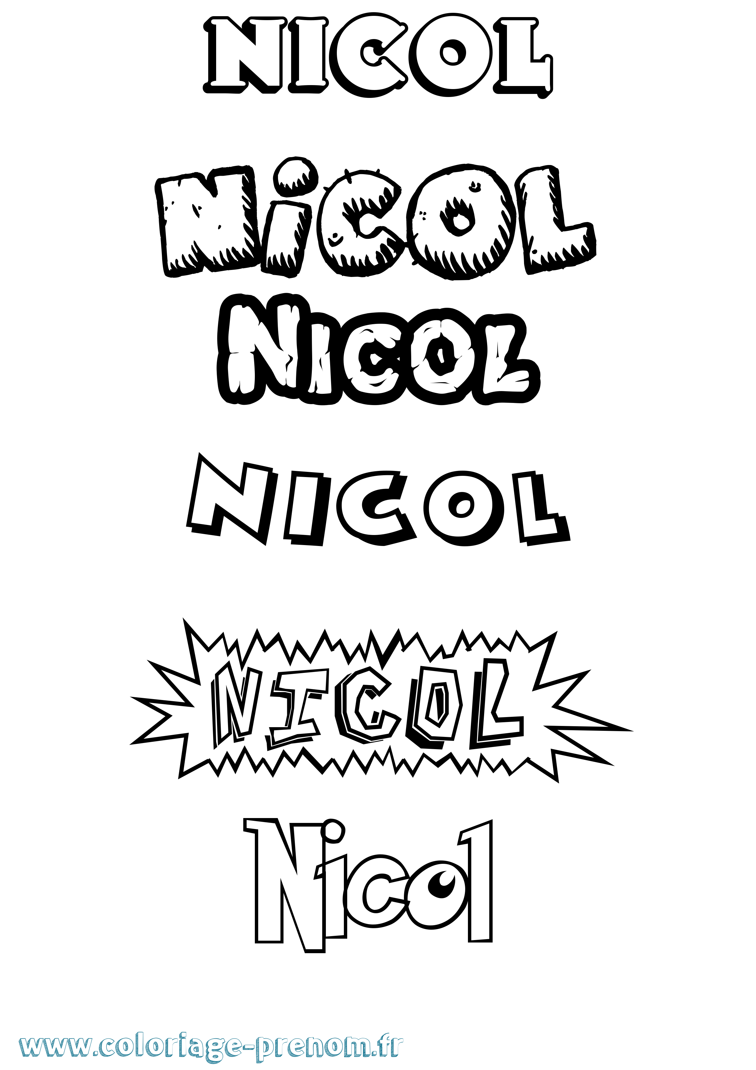 Coloriage prénom Nicol Dessin Animé