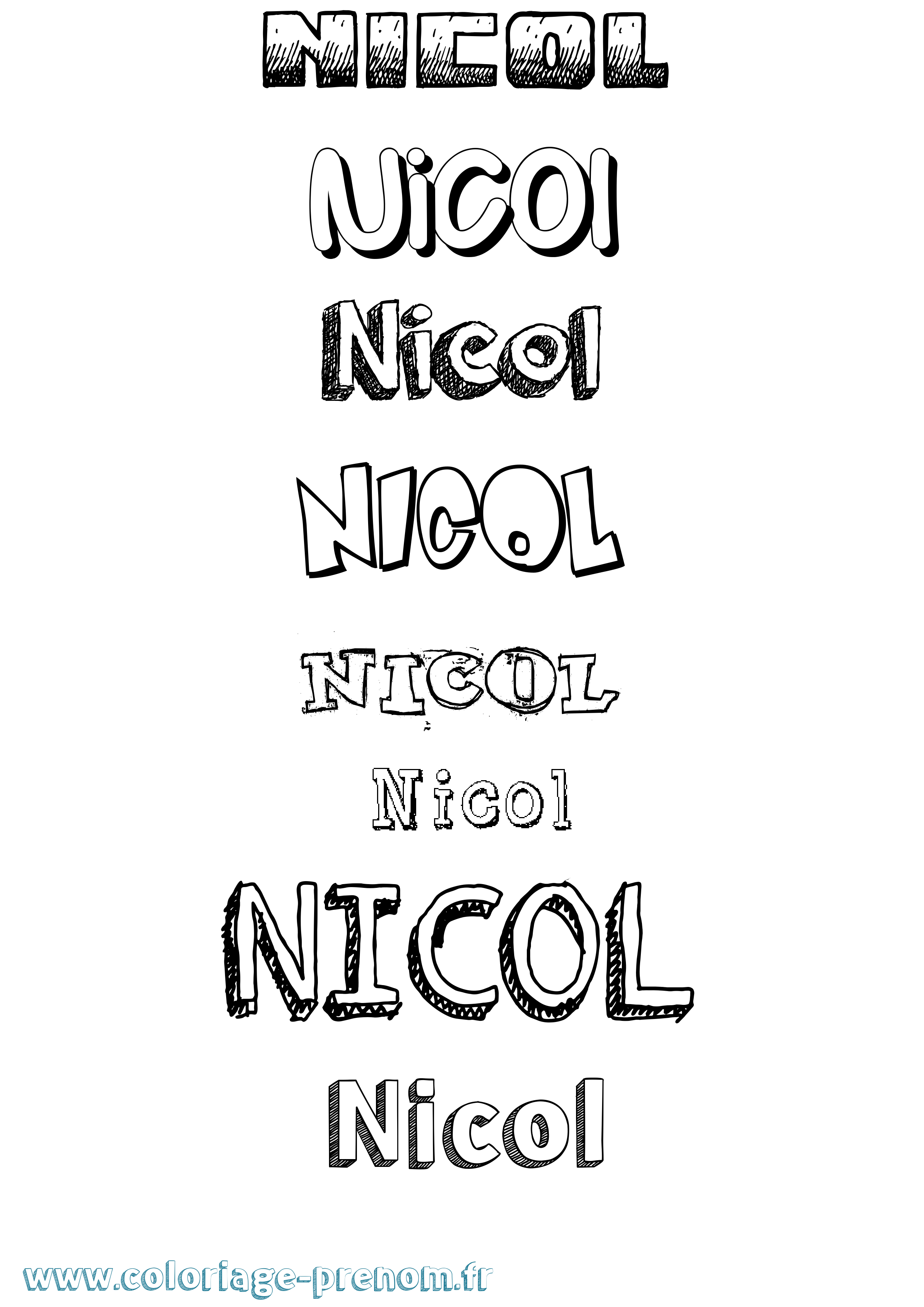 Coloriage prénom Nicol Dessiné