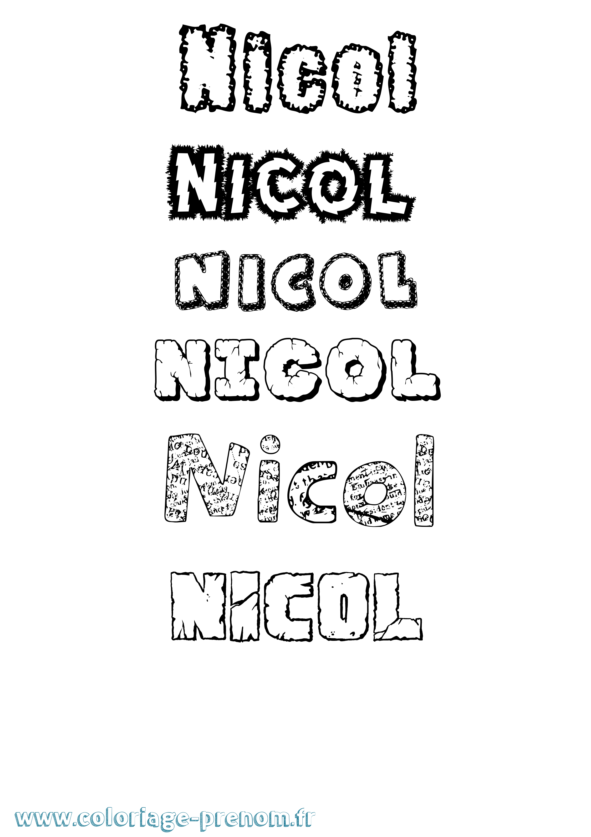 Coloriage prénom Nicol Destructuré
