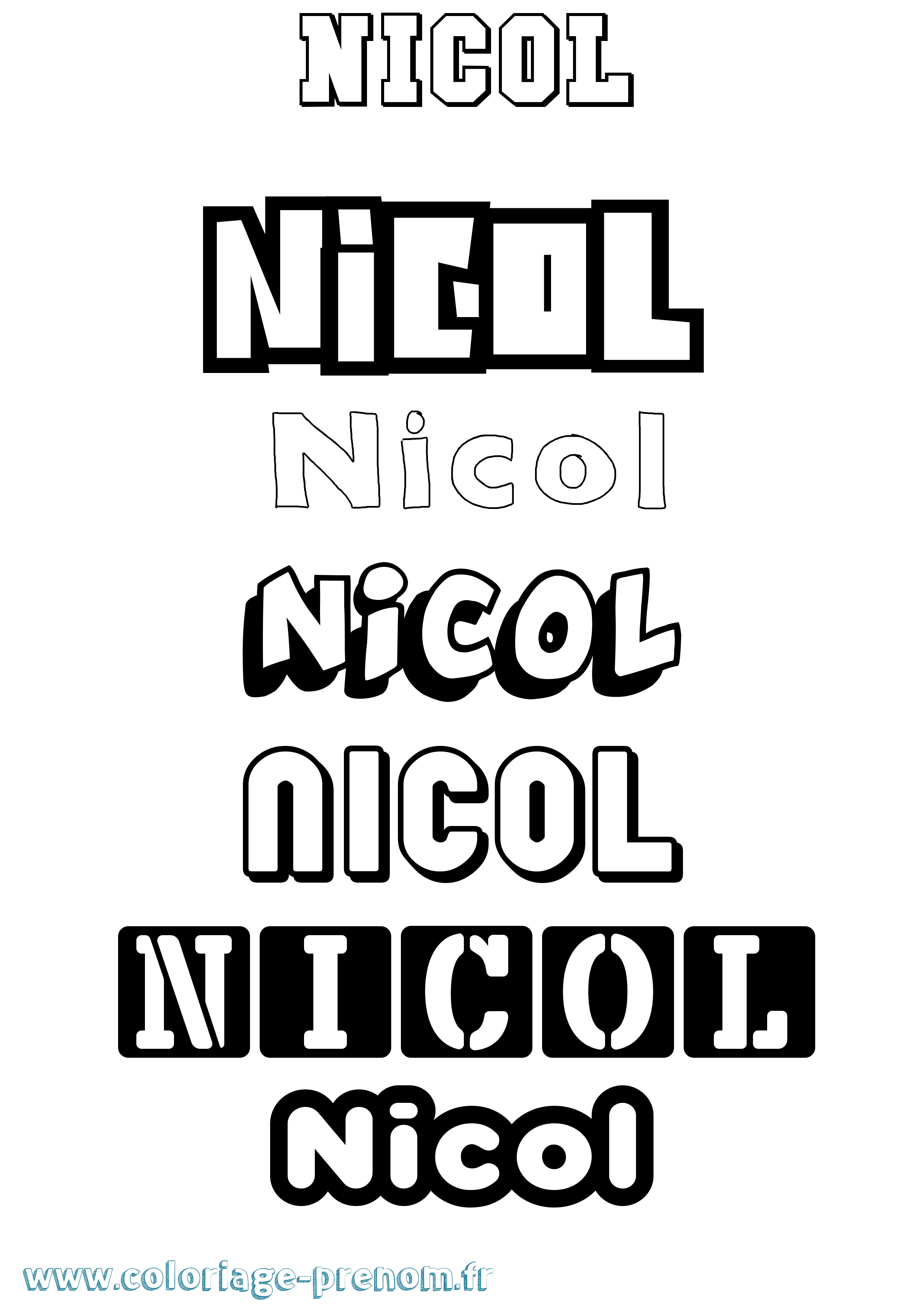 Coloriage prénom Nicol Simple