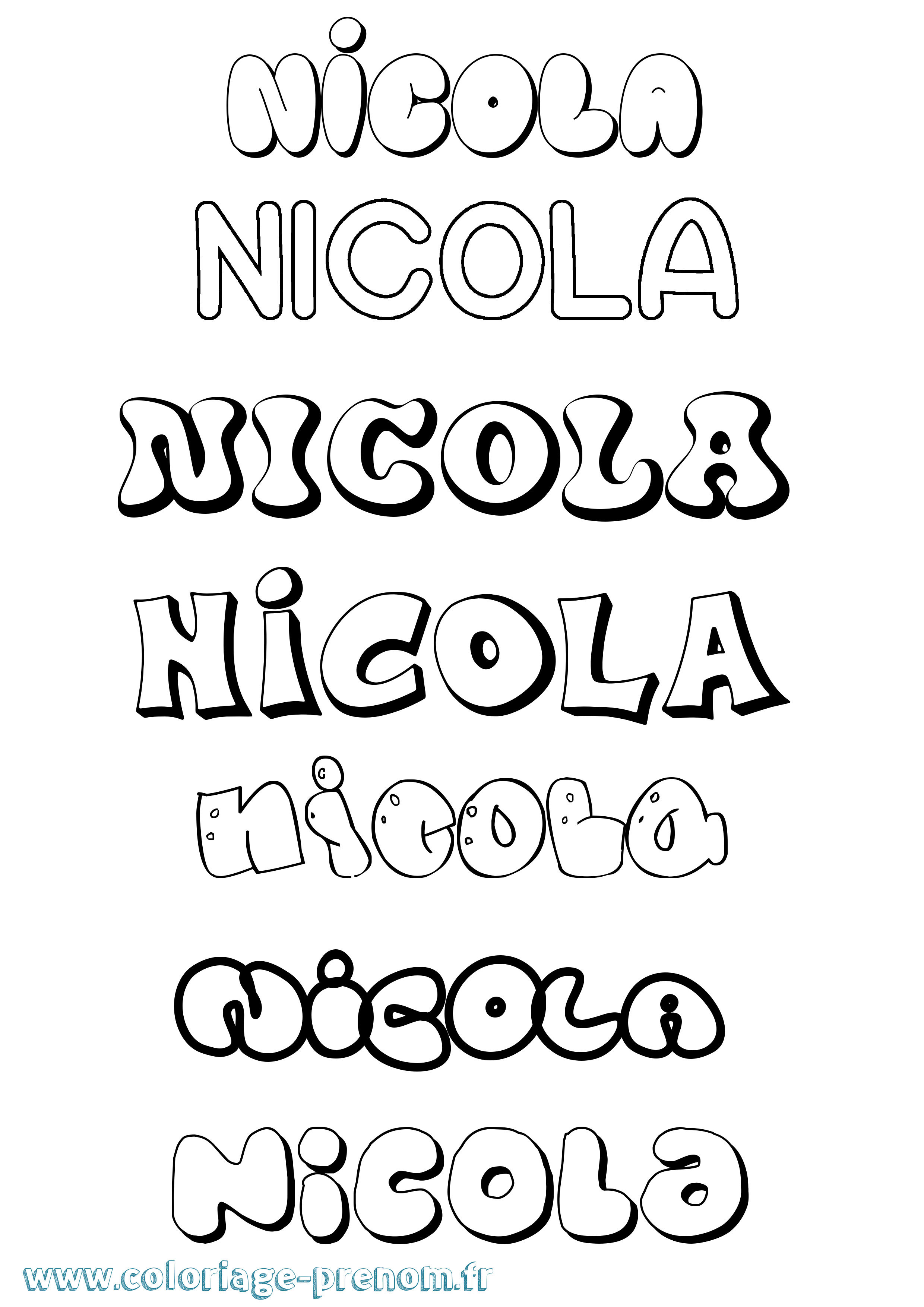 Coloriage Nicola Bubble Coloriage prénom Nicola Bubble