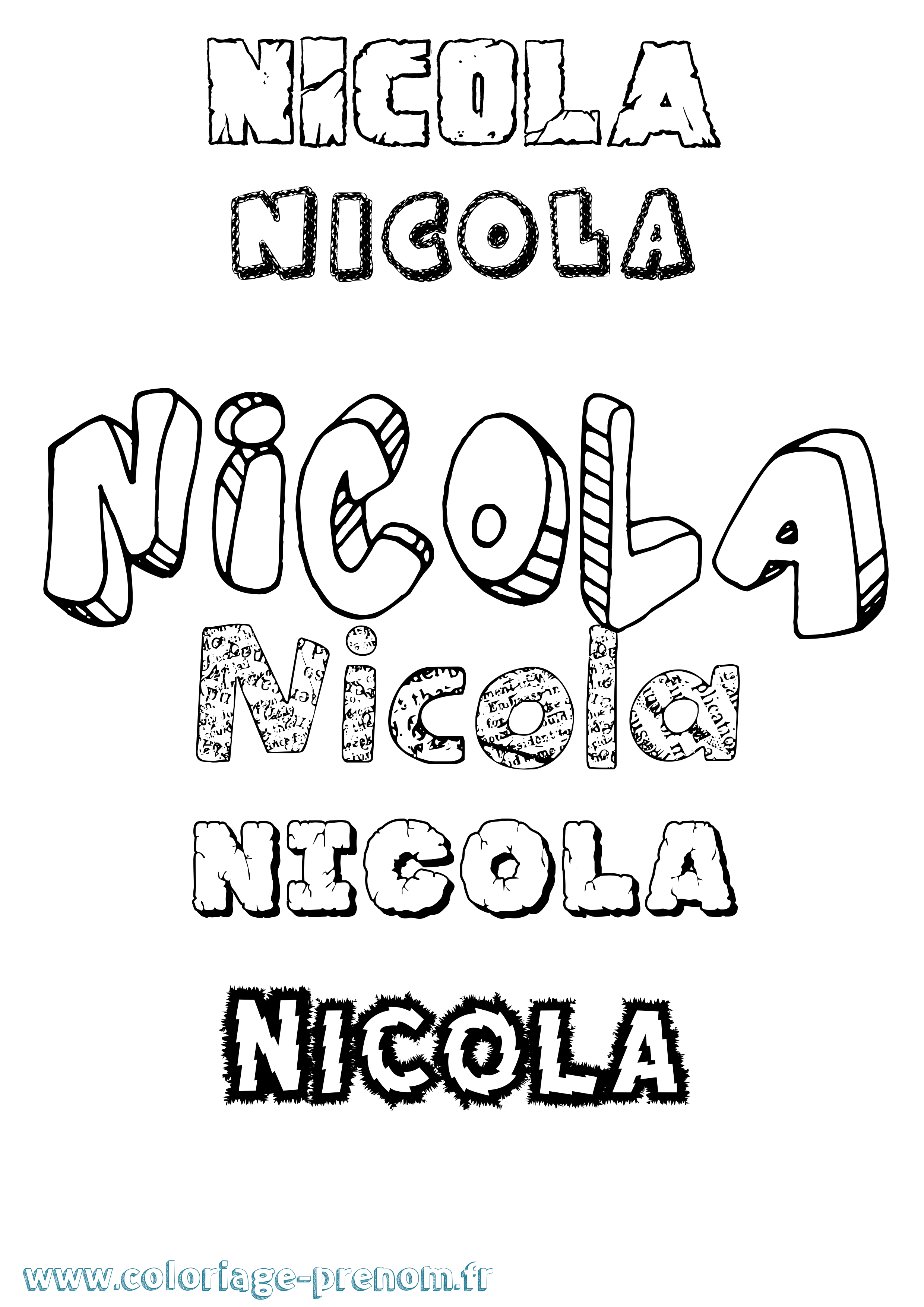 Coloriage Nicola Destructuré Coloriage prénom Nicola Destructuré