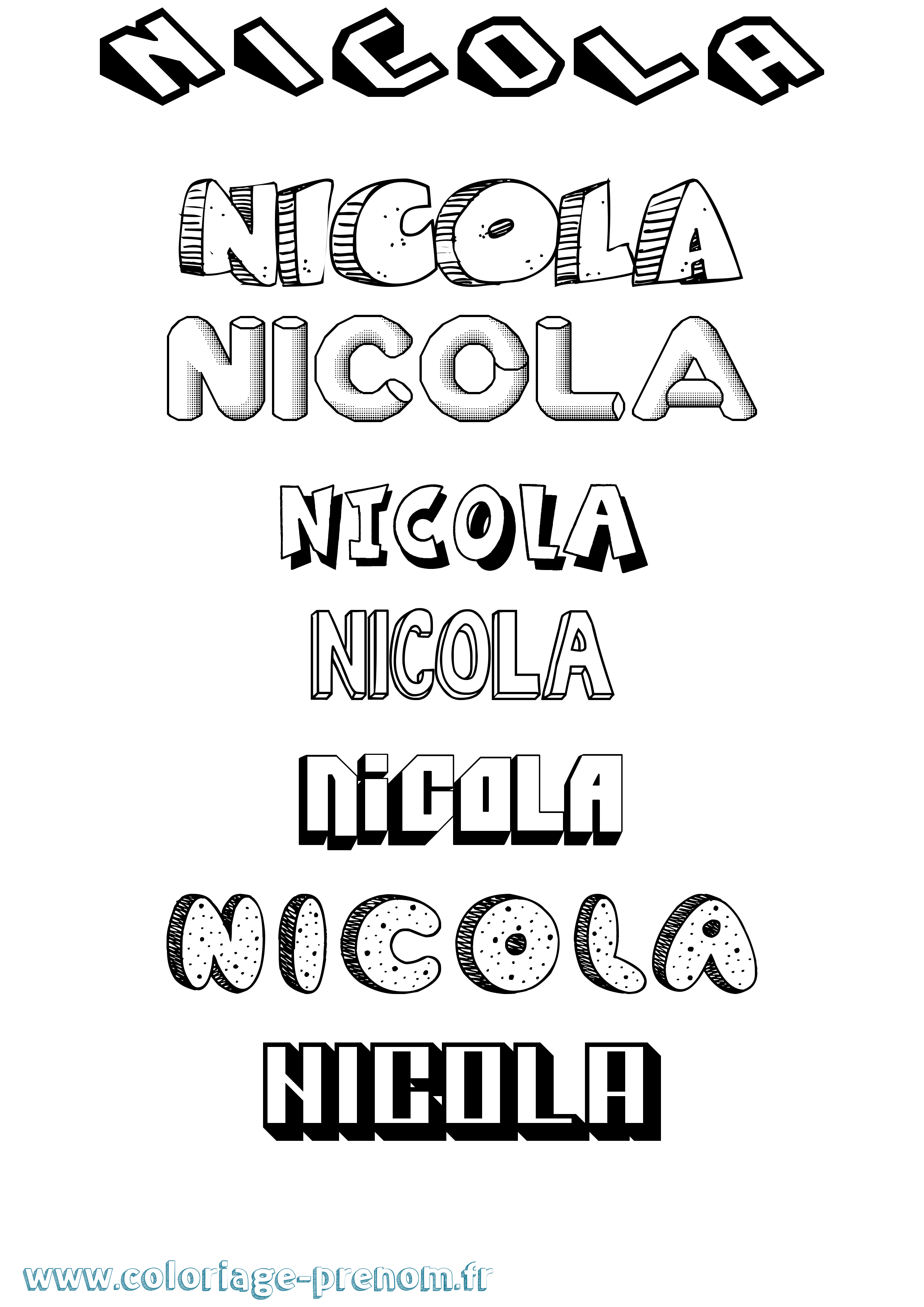 Coloriage Nicola Effet 3D Coloriage prénom Nicola Effet 3D