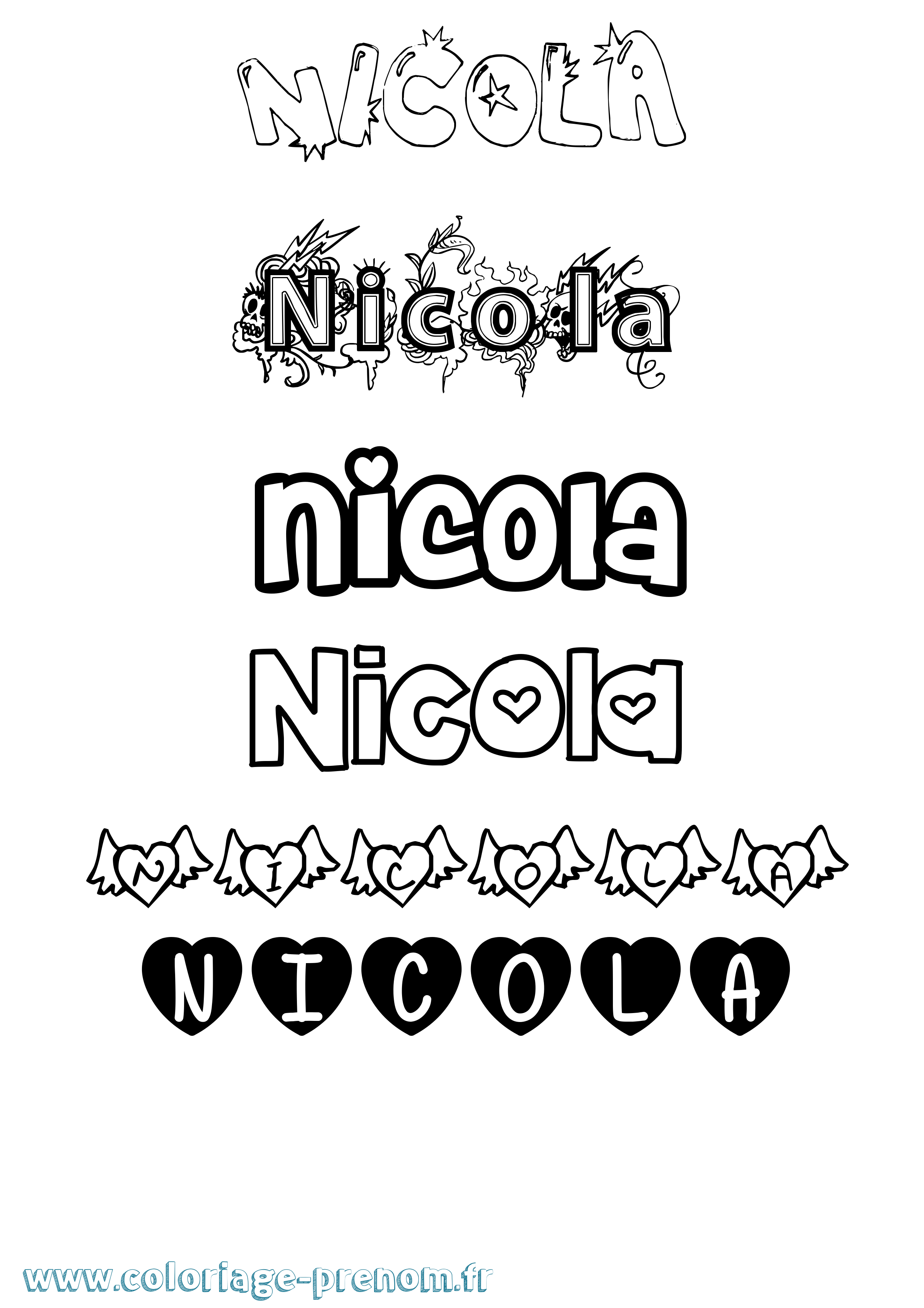 Coloriage Nicola Girly Coloriage prénom Nicola Girly