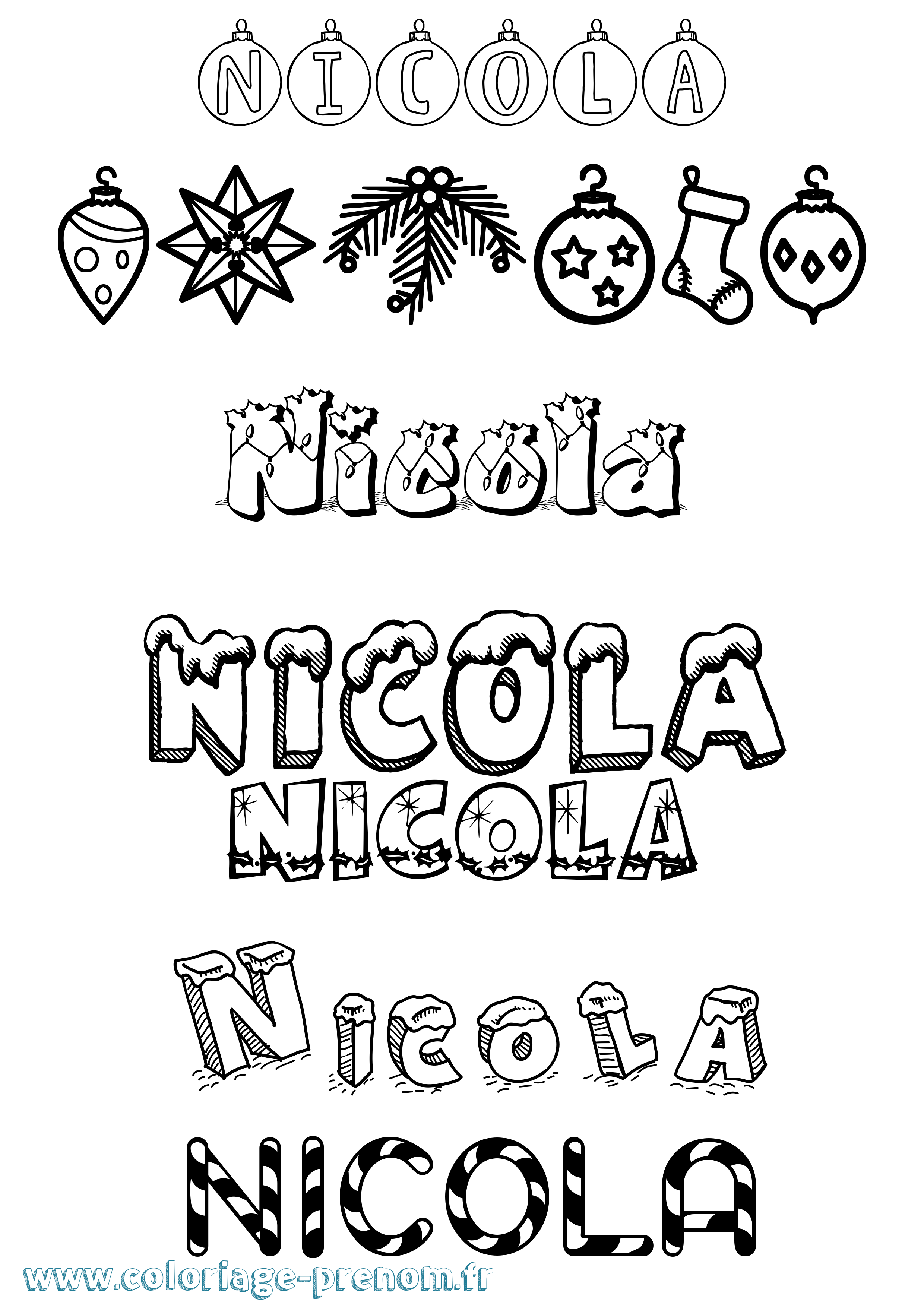 Coloriage Nicola Noël Coloriage prénom Nicola Noël