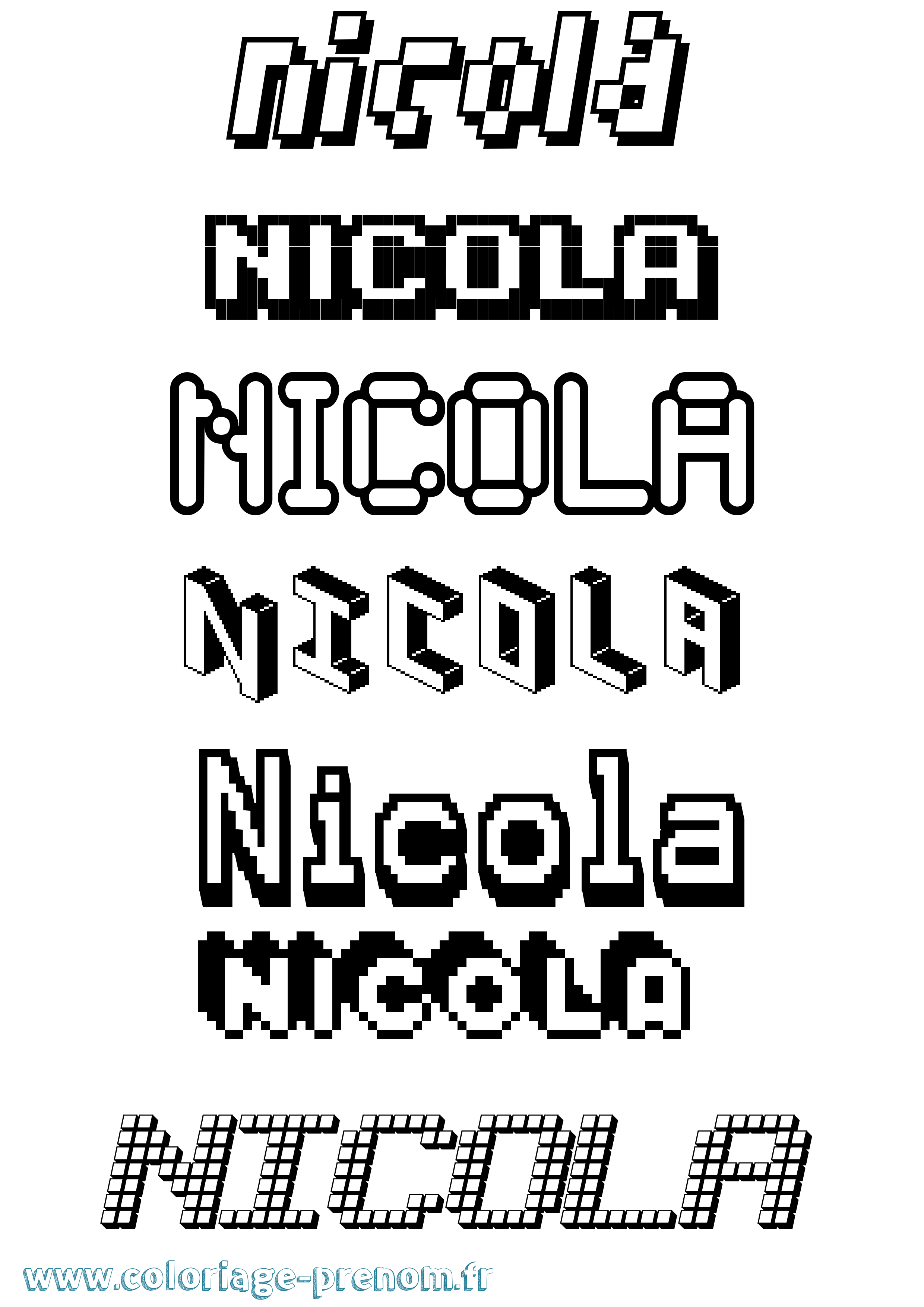 Coloriage Nicola Pixel Coloriage prénom Nicola Pixel