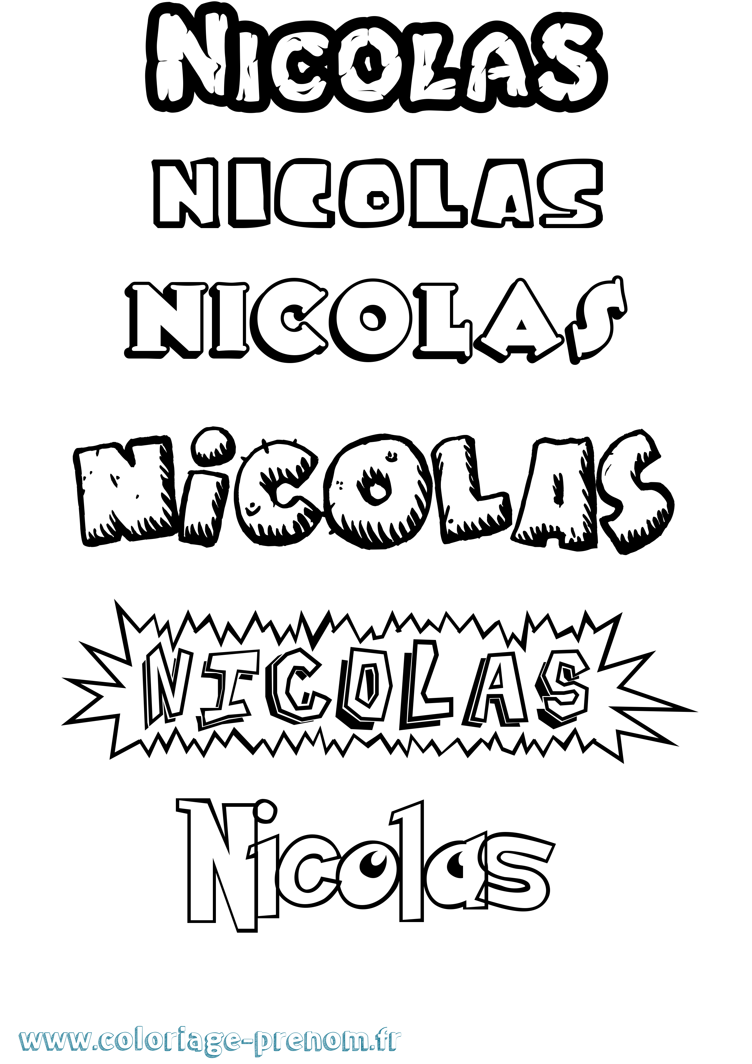 Coloriage prénom Nicolas Dessin Animé