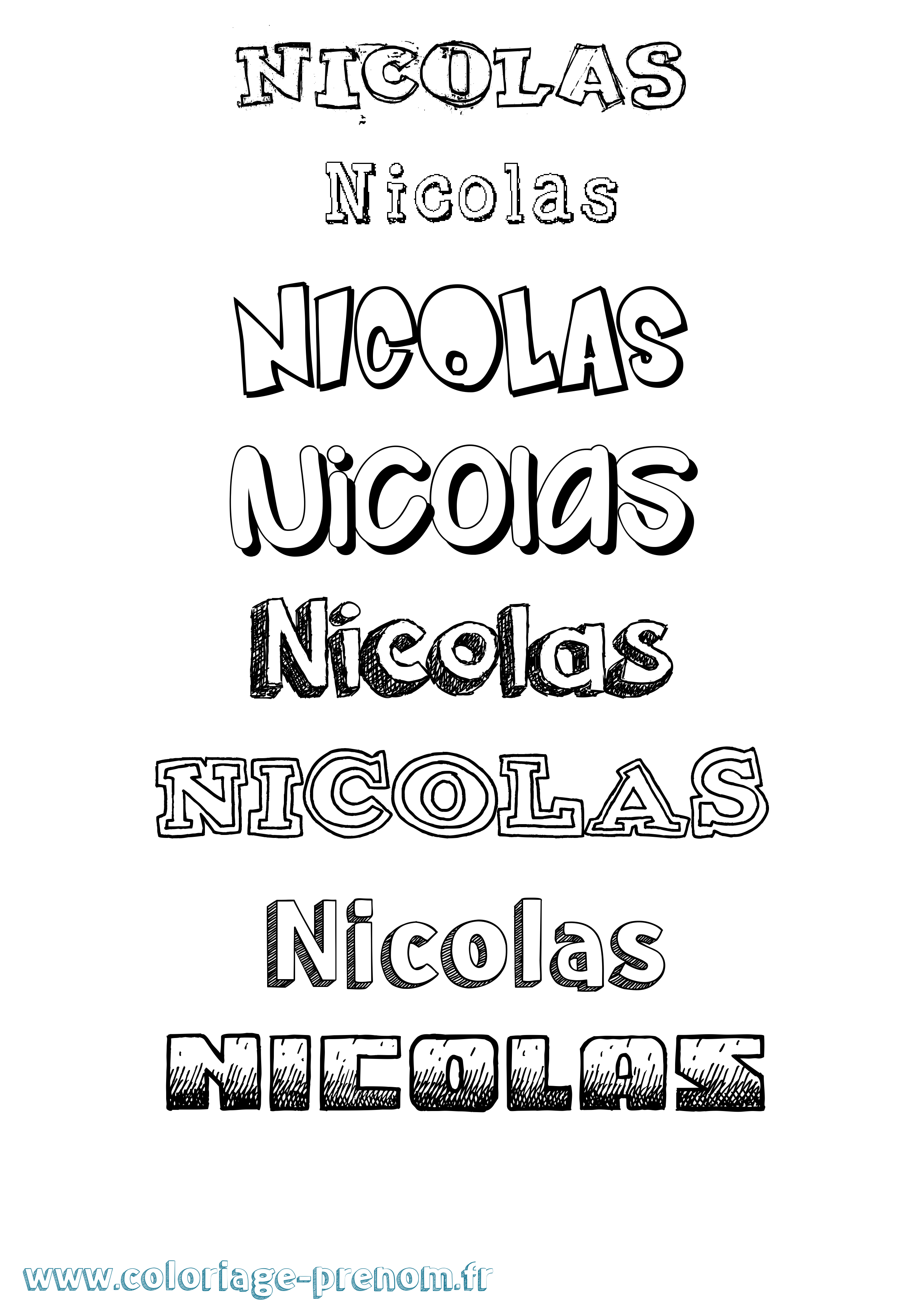 Coloriage prénom Nicolas Dessiné
