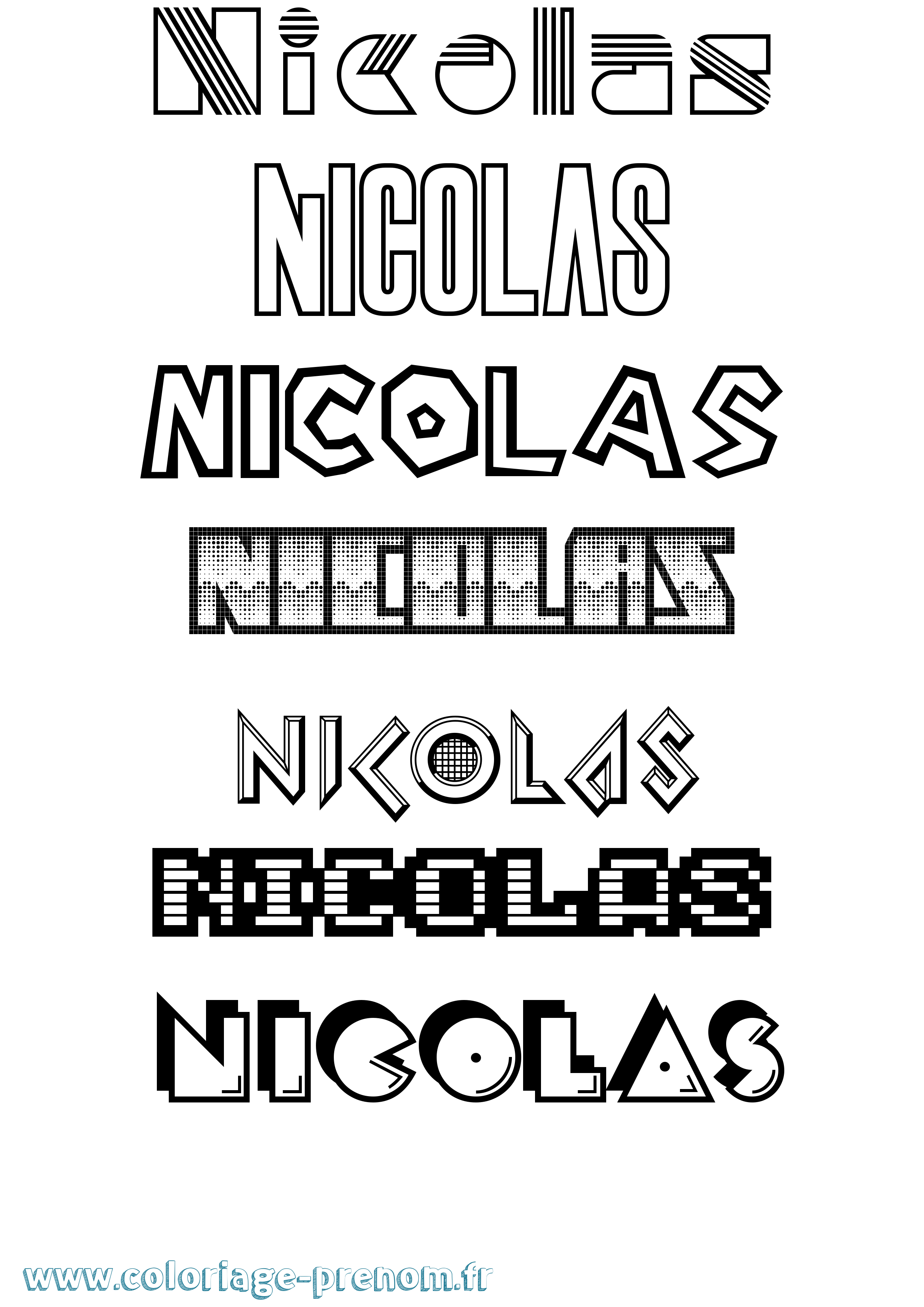 Coloriage prénom Nicolas Jeux Vidéos
